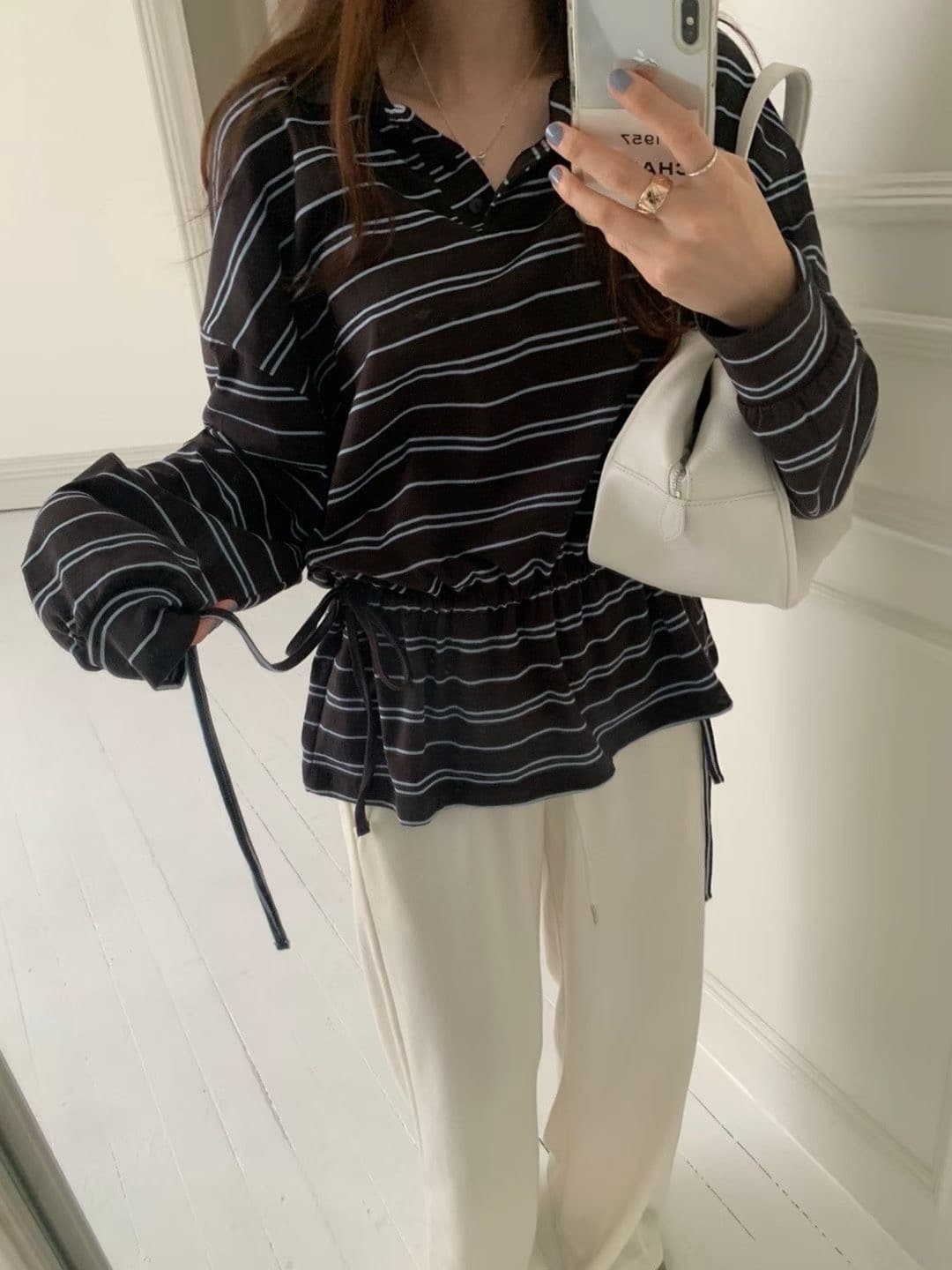 있음 선적 한 부서 chic 다용도 캐주얼 패션 스트라이프 맨위 상세 이미지 6