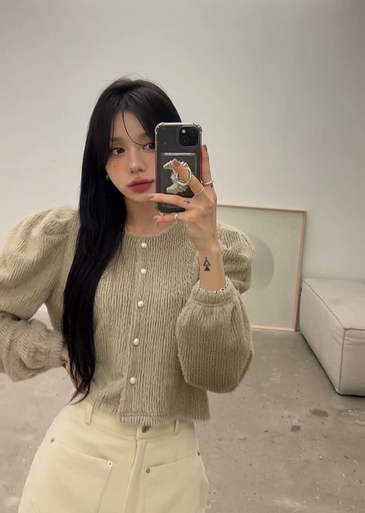 있음 선적 한 부서 다용도 chic 이른 봄 모피 센스 작은 대중 패션 싱글 줄 버튼 재킷