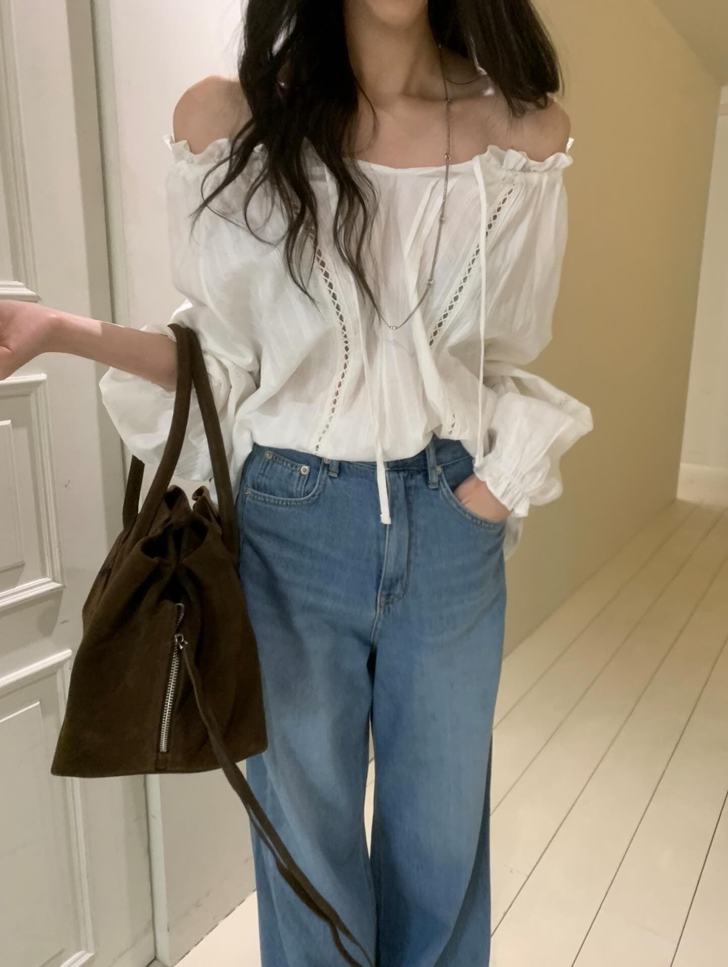 있음 선적 chic 다용도 작은 대중 패션 싱글 줄 버튼 둘 착용 셔츠 이미지 4