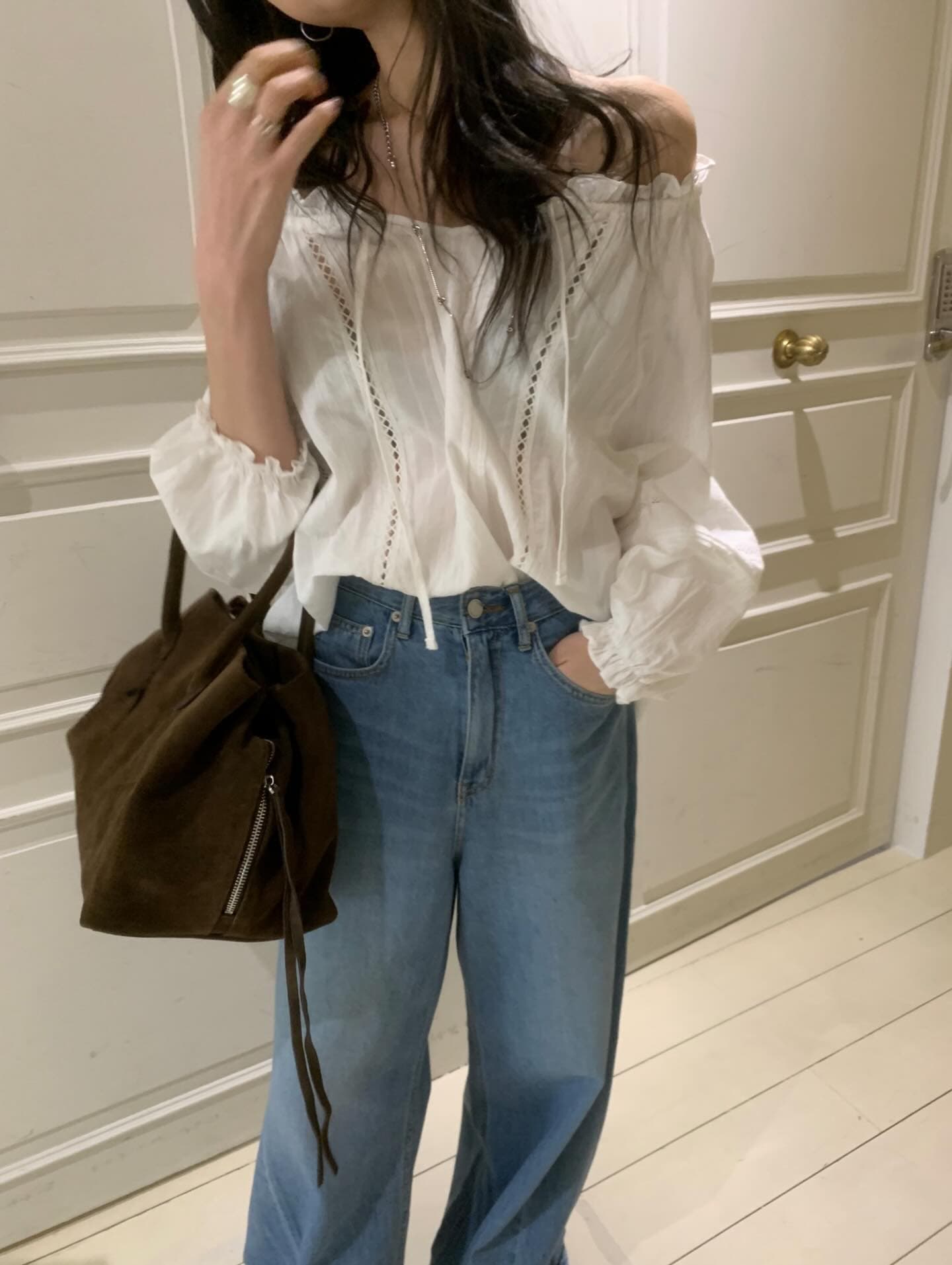 있음 선적 chic 다용도 작은 대중 패션 싱글 줄 버튼 둘 착용 셔츠 이미지 2