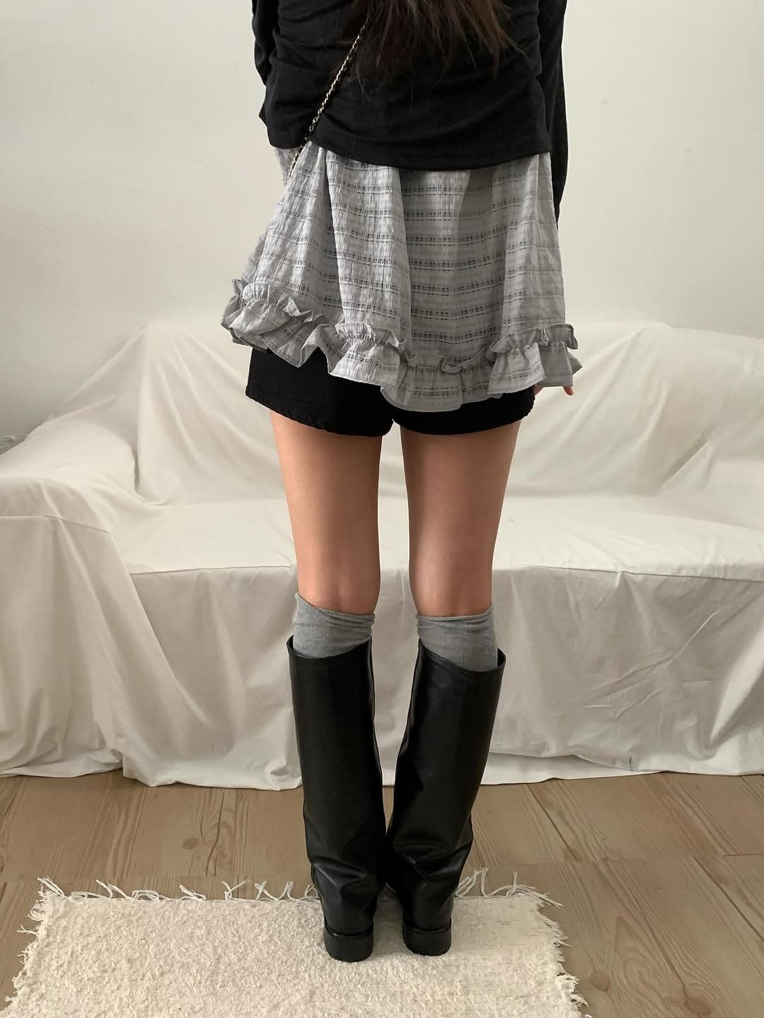 질감 센스 체크무늬 조끼 원피스 상세 이미지 12