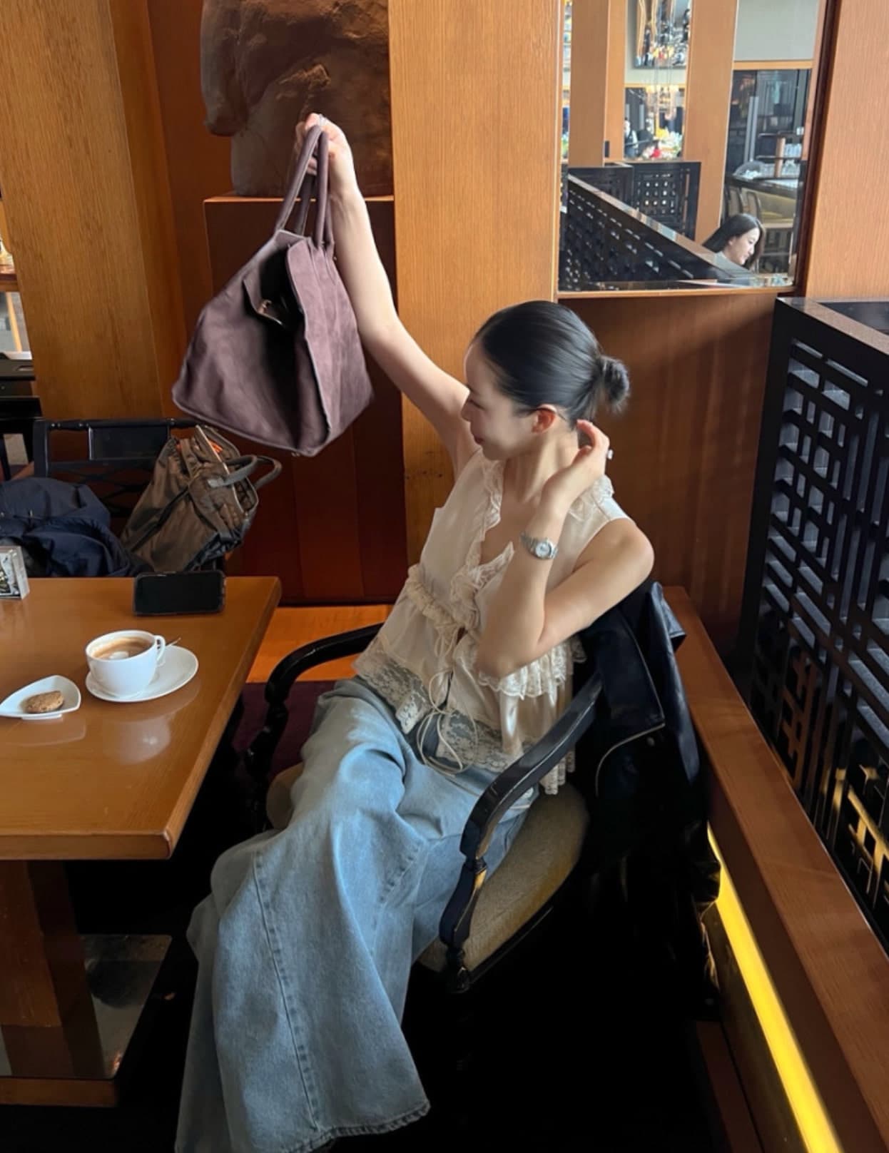 있음 선적 chic 다용도 달콤함 레이스 민소매 조끼 상세 이미지 3