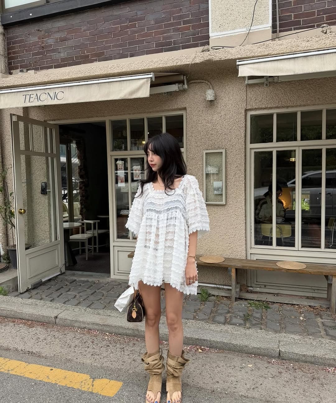 무거운 작업 쉬폰 레이스 레이스 반팔 맨위 색상 추가 상세 이미지 25