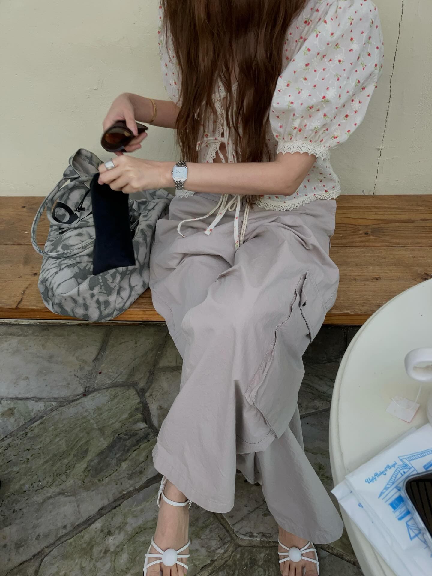 있음 선적 chic 다용도 작은 대중 패션 꽃무늬 셔츠 상세 이미지 21