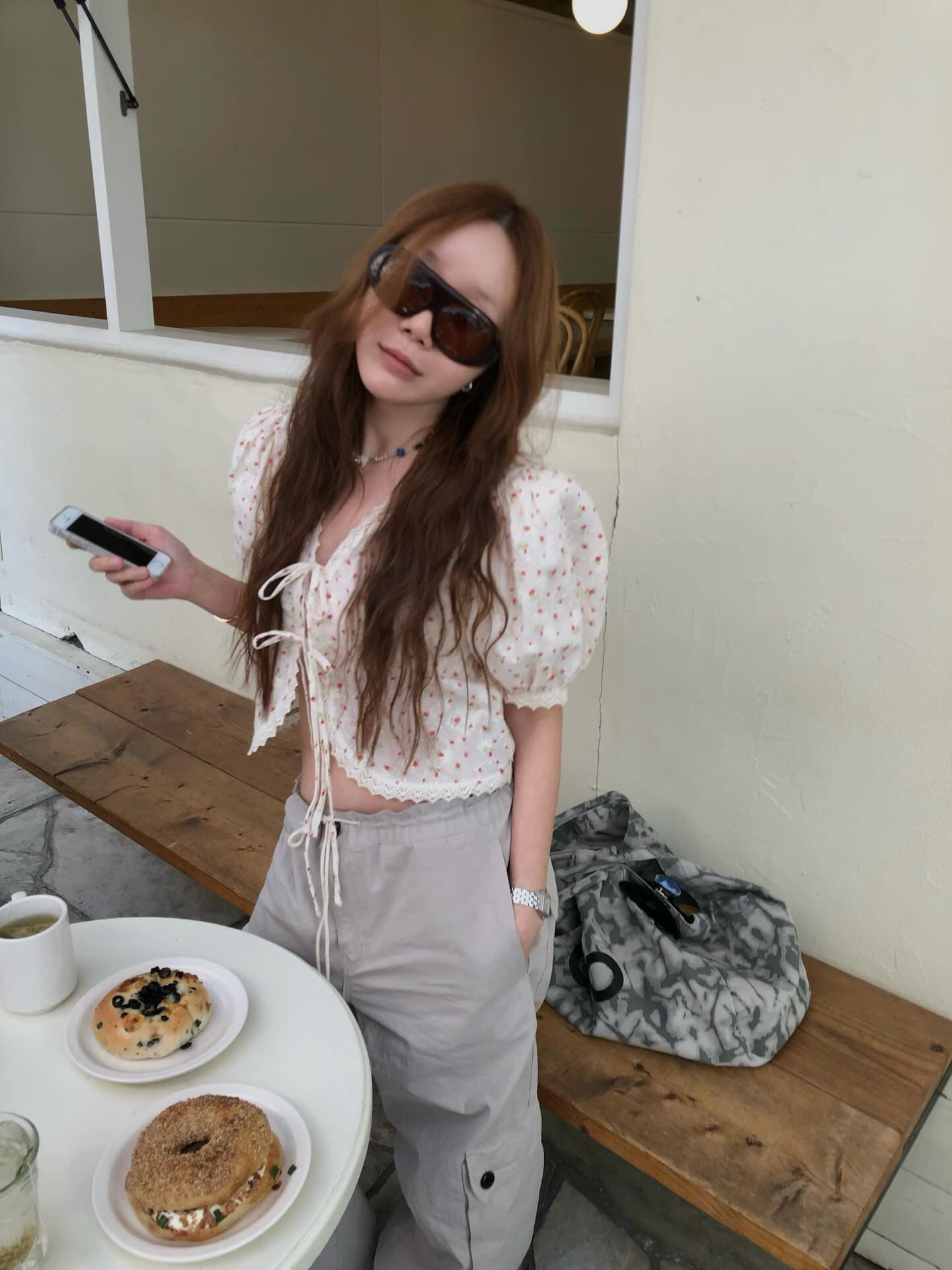 있음 선적 chic 다용도 작은 대중 패션 꽃무늬 셔츠 상세 이미지 31