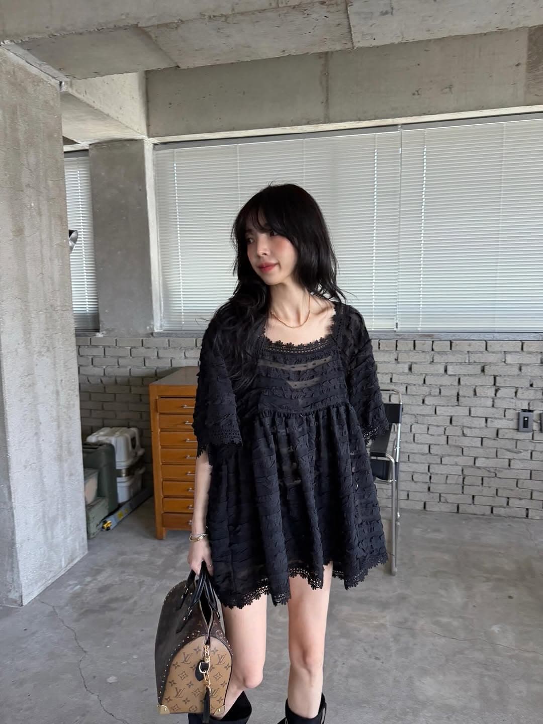 무거운 작업 쉬폰 레이스 레이스 반팔 맨위 색상 추가 상세 이미지 1
