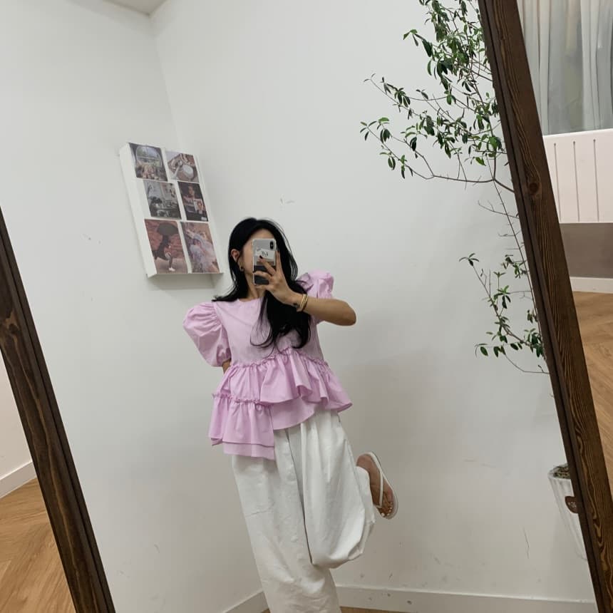 chic 다용도 작은 대중 불규칙 패션 셔츠 상세 이미지 5