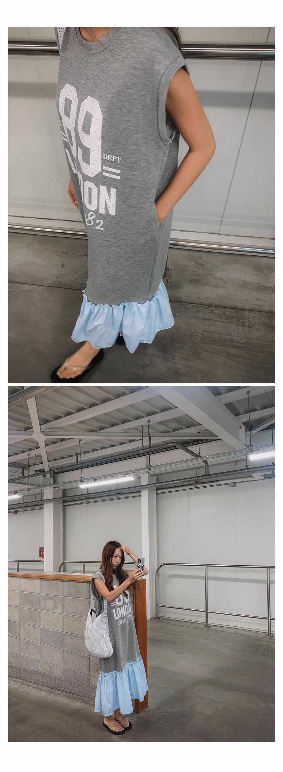 캐주얼 프린트 패치워크 드레스 상세 이미지 7