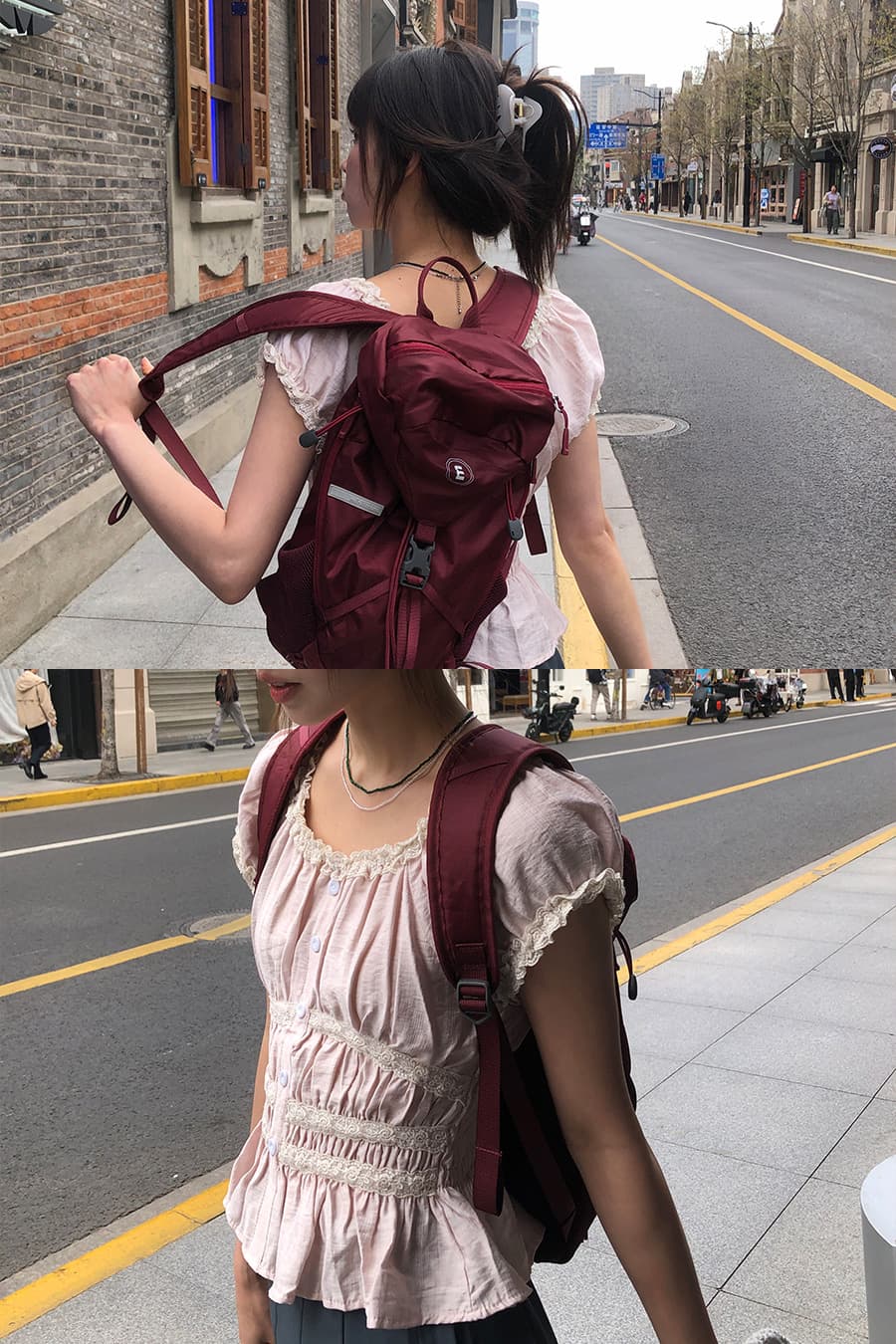 달콤함 패치워크 레이스 몸매 가꾸기 보트넥 맨위 상세 이미지 11
