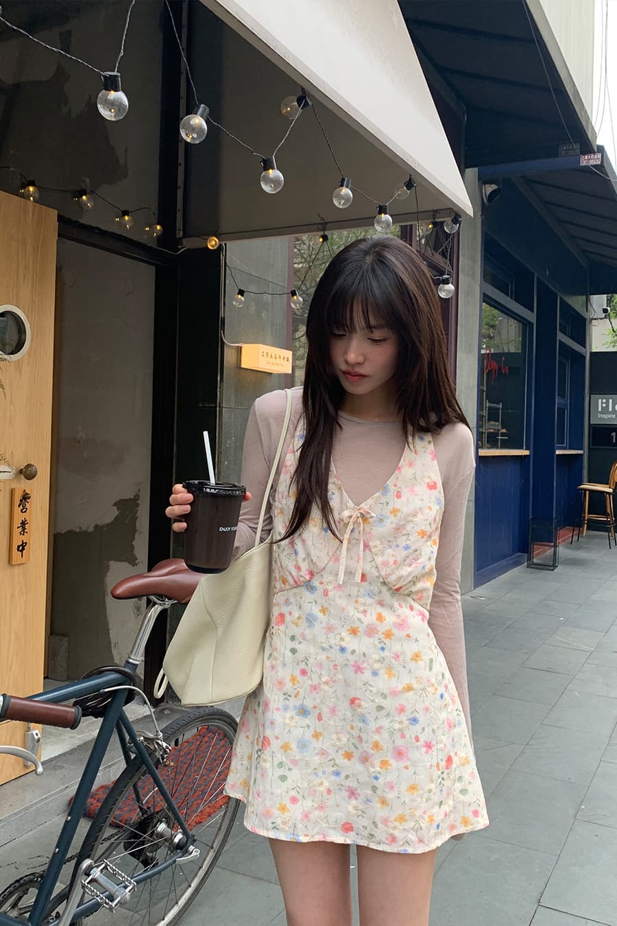연령 감소 휴가 행침 목 프린트 드레스 이미지 4