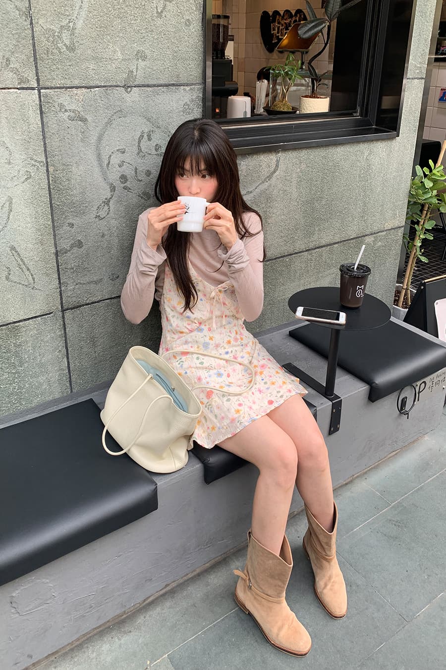 연령 감소 휴가 행침 목 프린트 드레스 상세 이미지 9