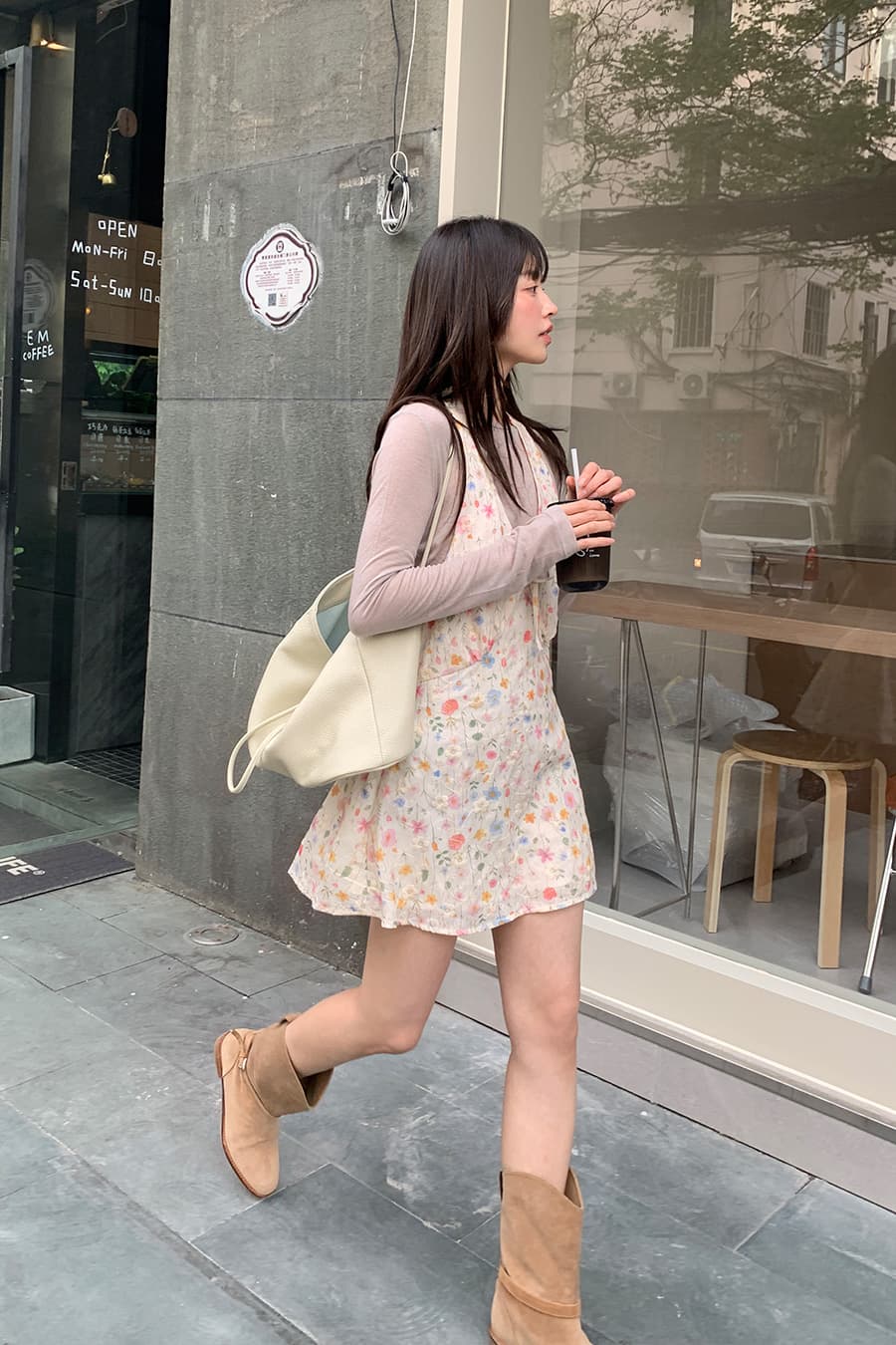 연령 감소 휴가 행침 목 프린트 드레스 상세 이미지 10