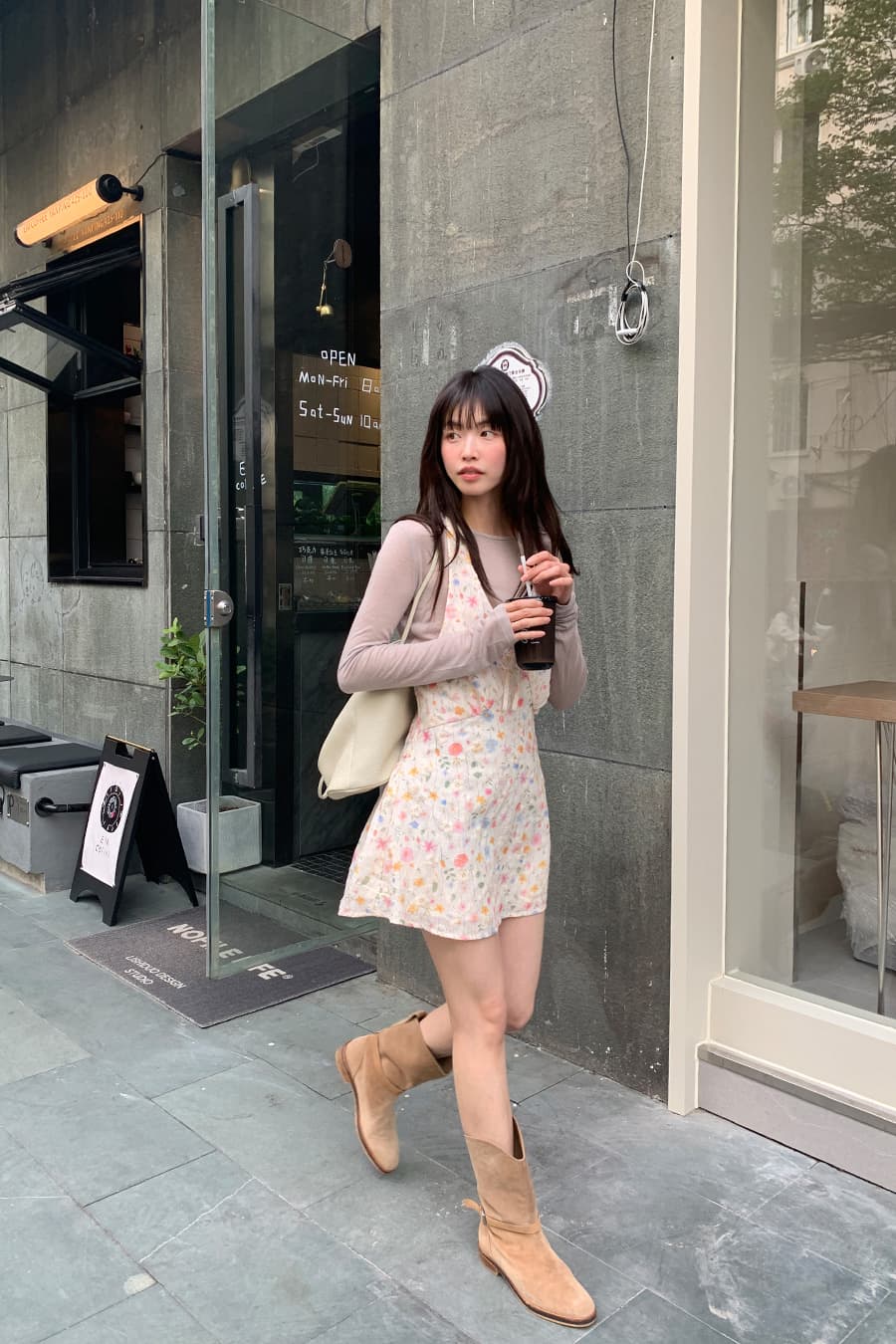 연령 감소 휴가 행침 목 프린트 드레스 상세 이미지 11
