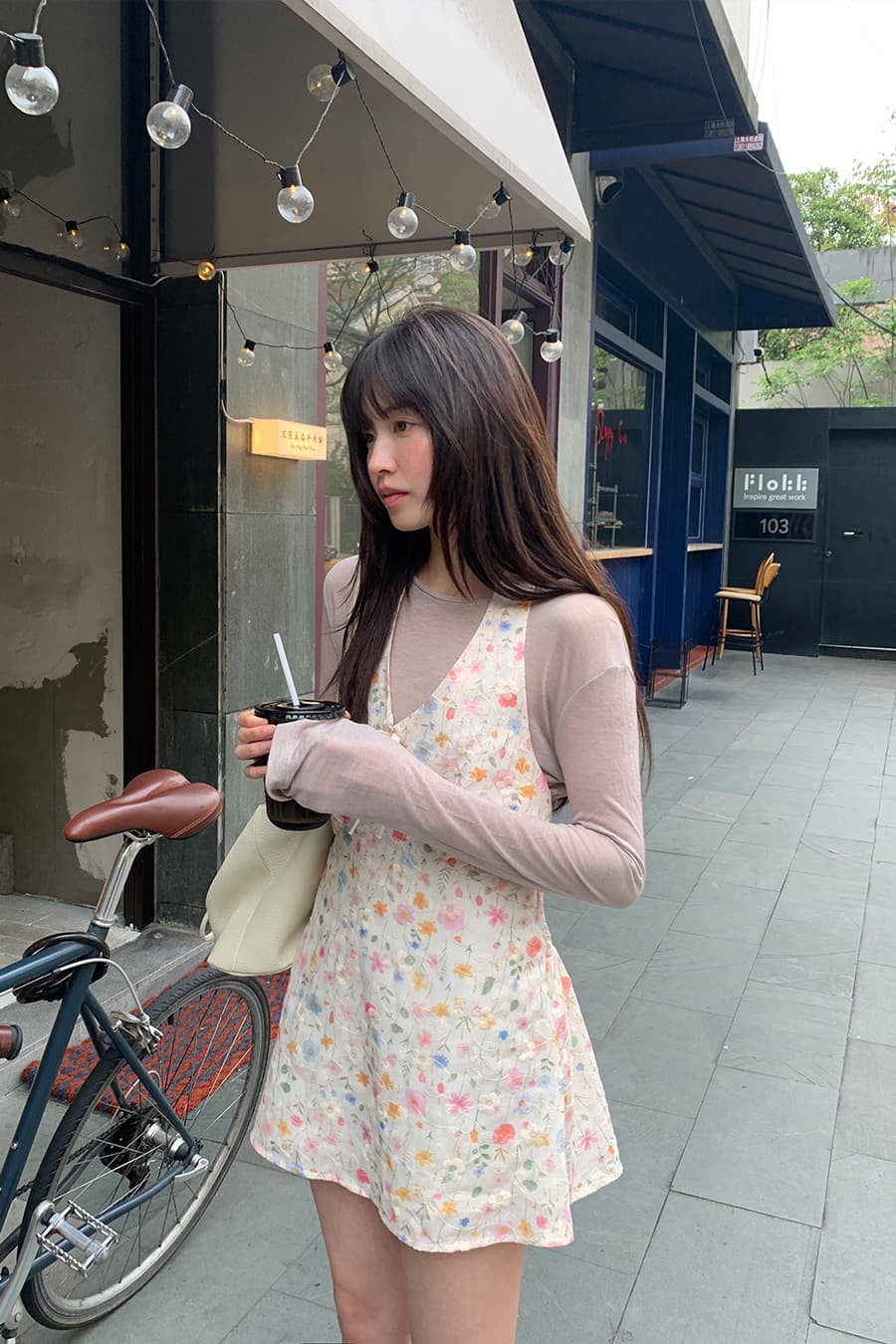 연령 감소 휴가 행침 목 프린트 드레스 상세 이미지 12