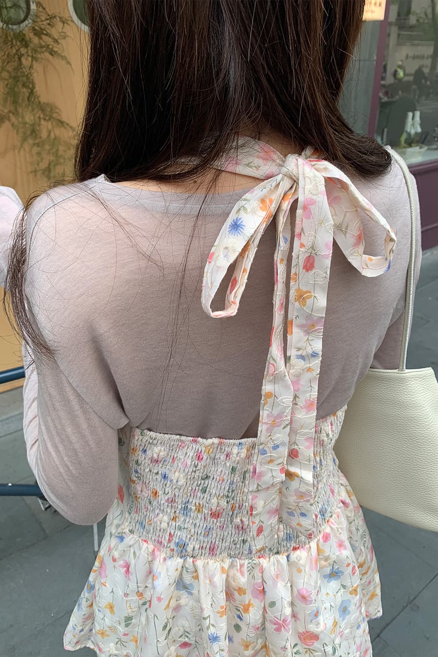 연령 감소 휴가 행침 목 프린트 드레스 상세 이미지 13