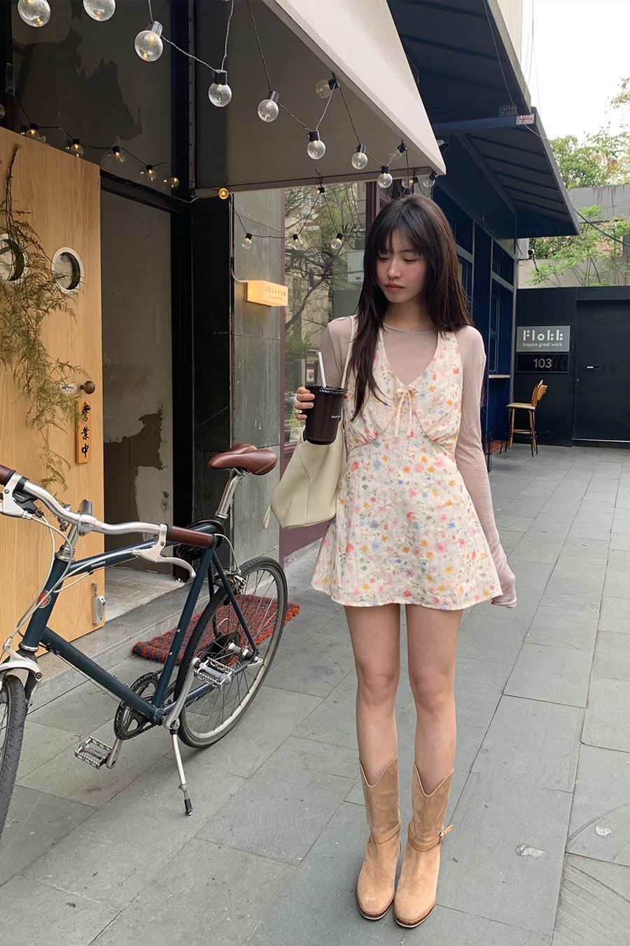 연령 감소 휴가 행침 목 프린트 드레스 상세 이미지 15