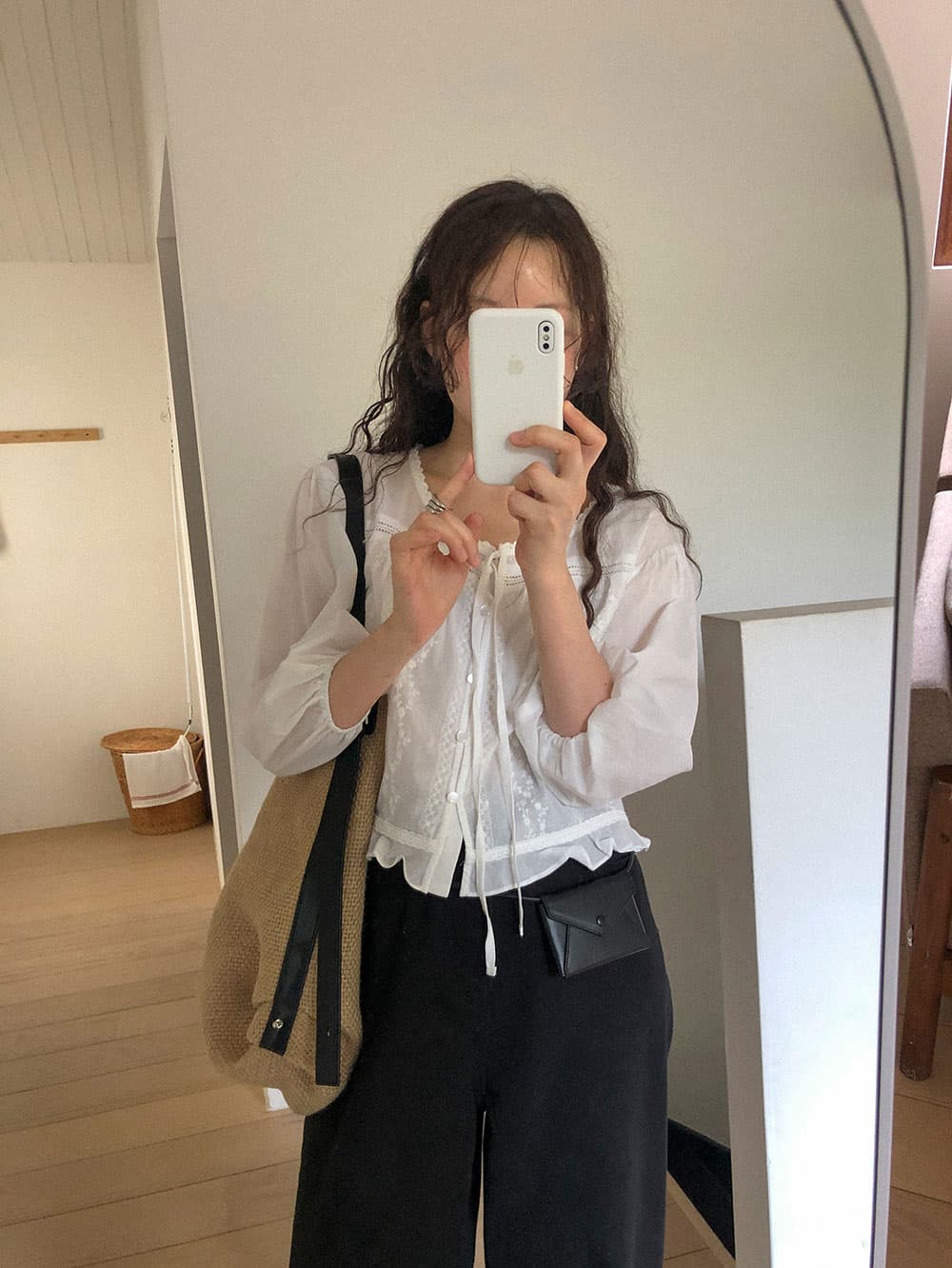 패치워크 레이스 반소매 싱글 줄 버튼 맨위 상세 이미지 16
