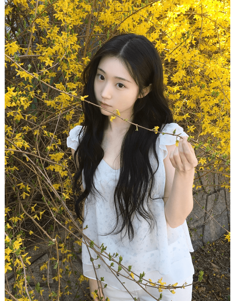 프린트 쉬폰 작은 날다 소매 루즈핏 맨위 상세 이미지 1