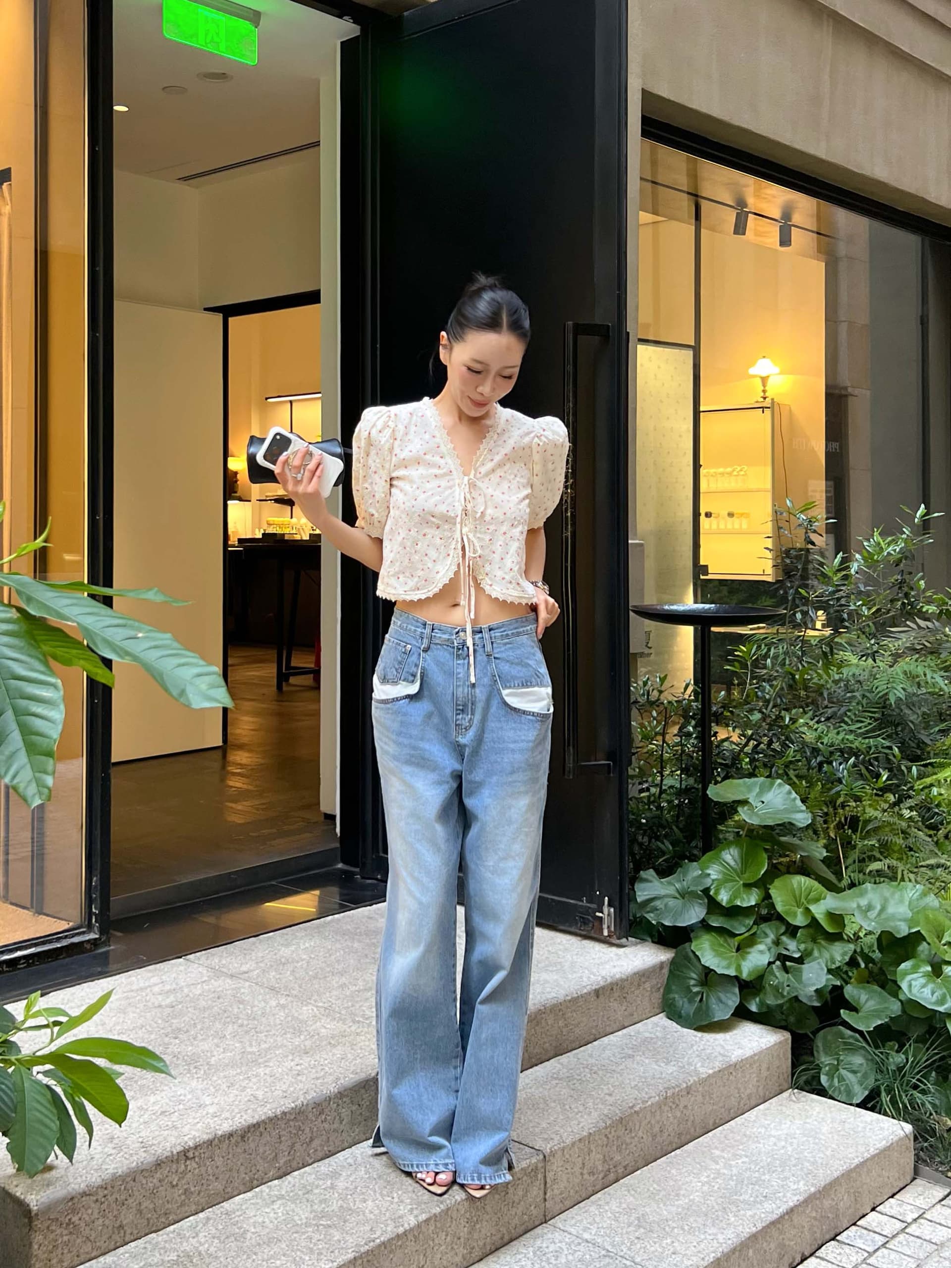 있음 선적 chic 다용도 작은 대중 패션 꽃무늬 셔츠 상세 이미지 6