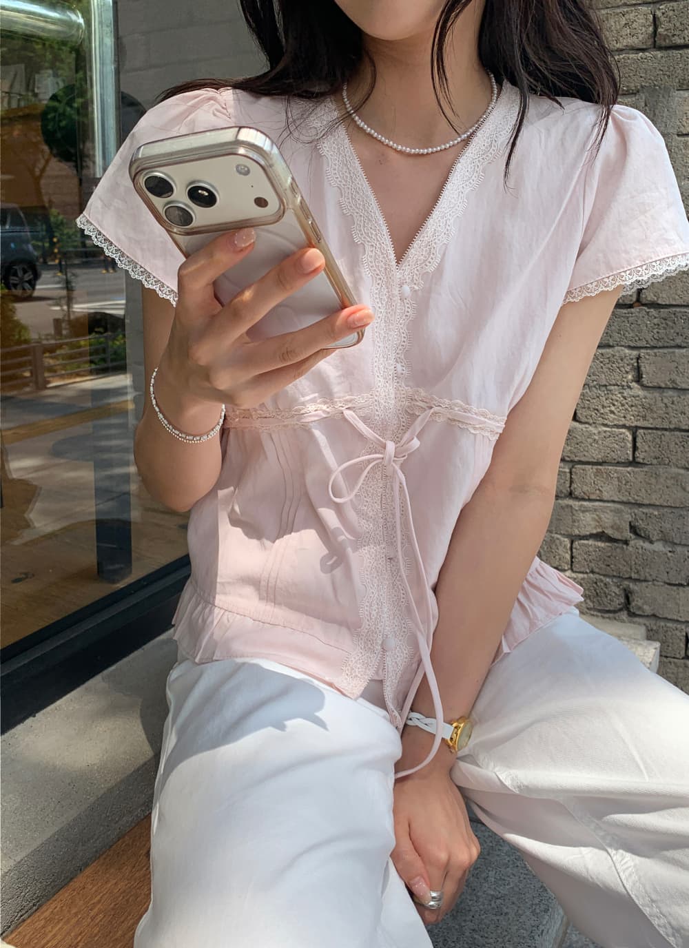 있음 선적 한 부서 동대문 싱글 줄 버튼 다용도 작은 대중 패션 셔츠 상세 이미지 7