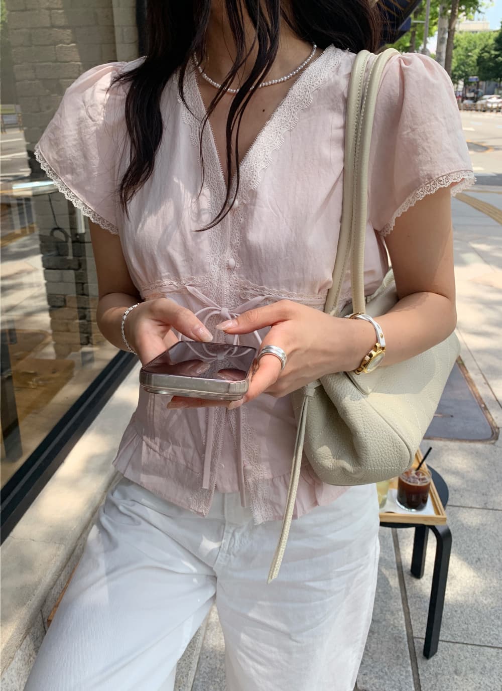 있음 선적 한 부서 동대문 싱글 줄 버튼 다용도 작은 대중 패션 셔츠 상세 이미지 18