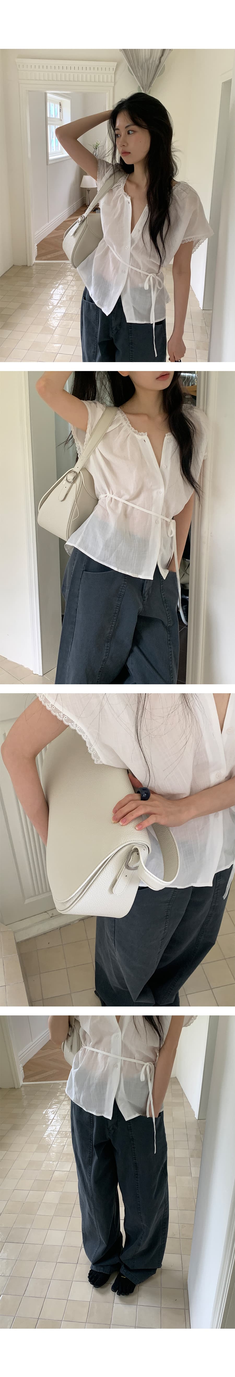 있음 선적 한 부서 다용도 아마 패치워크 레이스 싱글 줄 버튼 맨위 상세 이미지 7