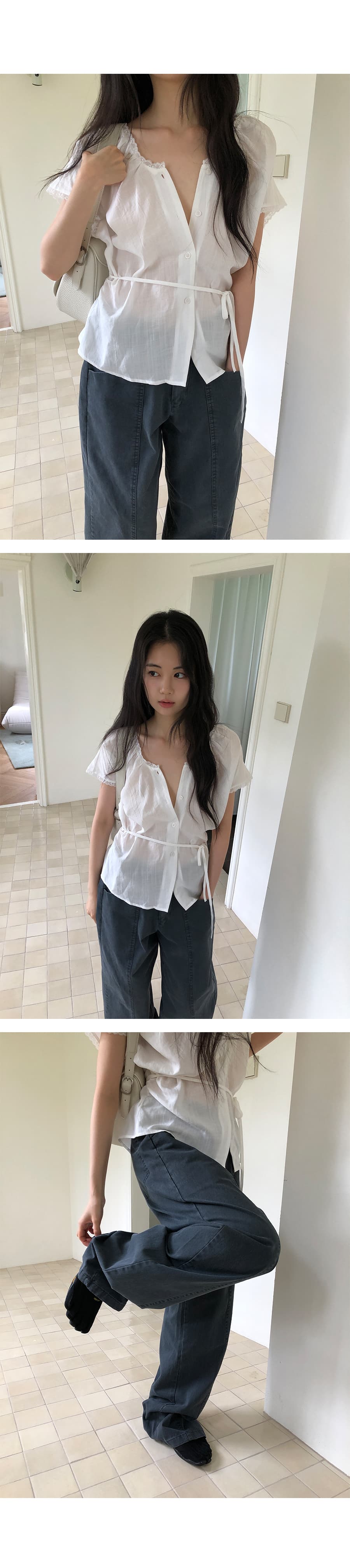 있음 선적 한 부서 다용도 아마 패치워크 레이스 싱글 줄 버튼 맨위 상세 이미지 12