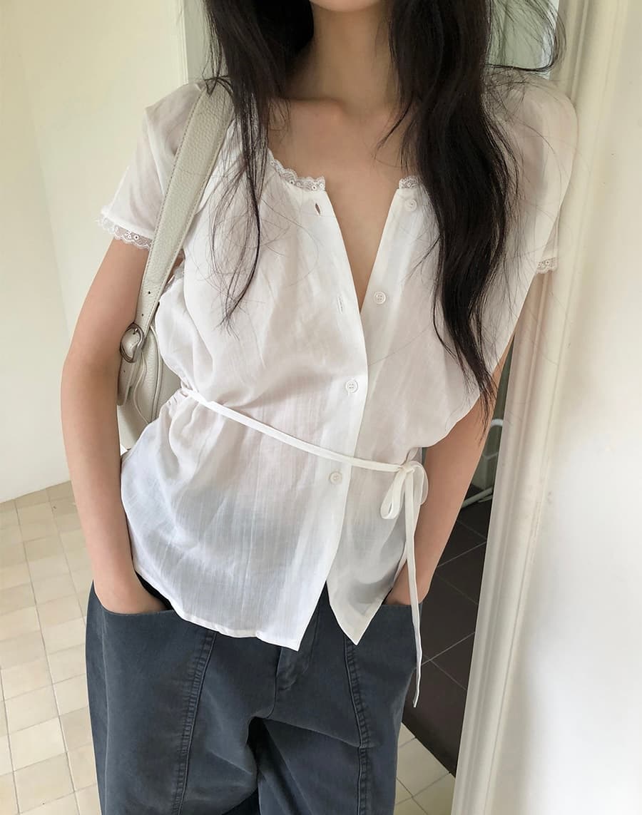 있음 선적 한 부서 다용도 아마 패치워크 레이스 싱글 줄 버튼 맨위 이미지 2