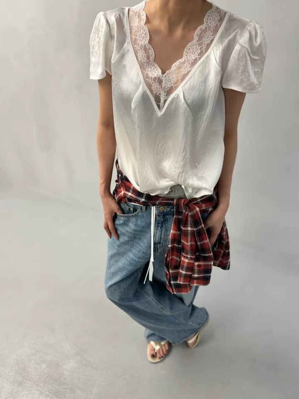 있음 선적 다용도 작은 대중 레이스 레이스 셔츠 상세 이미지 8