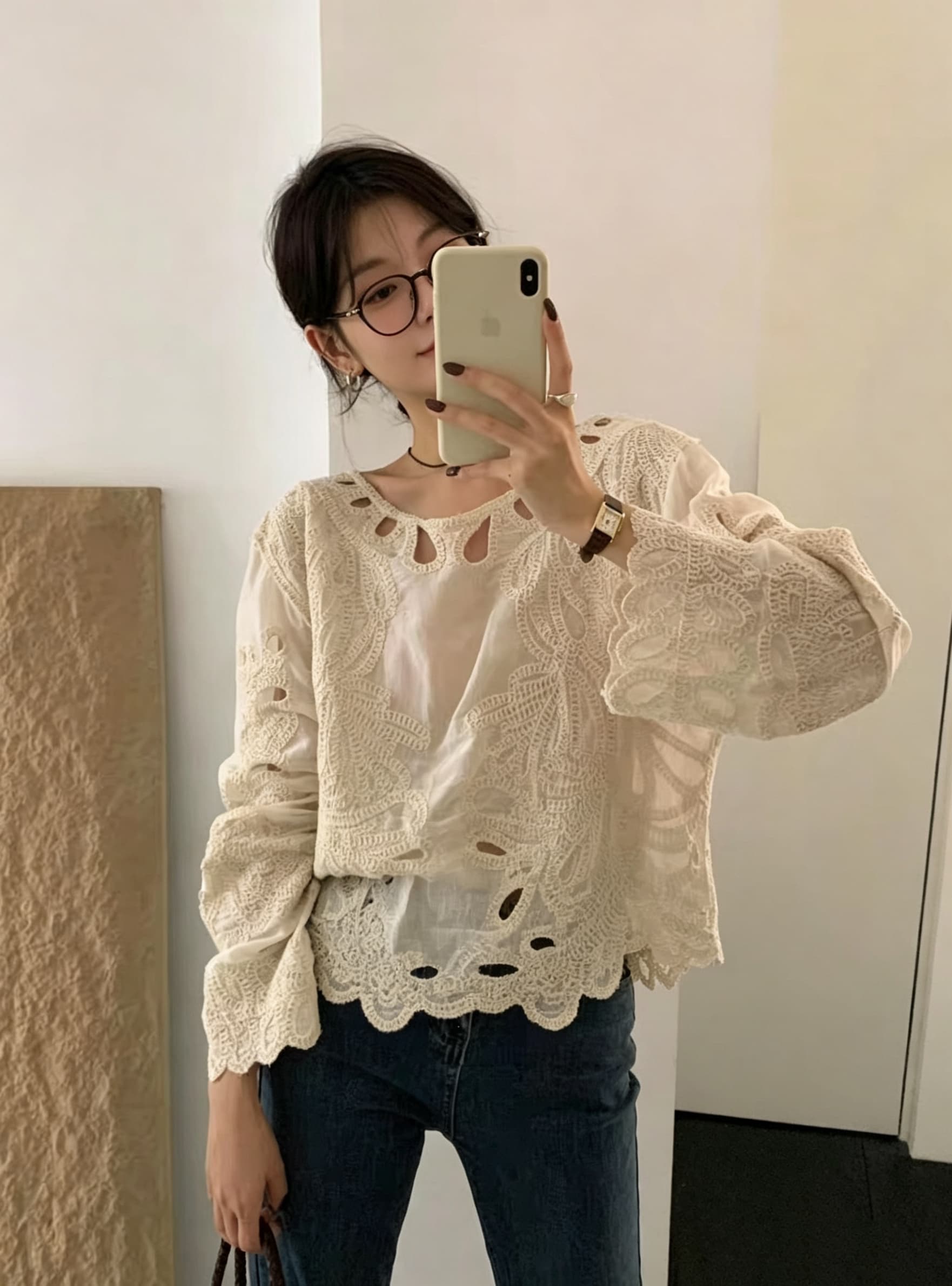 있음 선적 다용도 작은 대중 패션 홀로우 아웃 셔츠 상세 이미지 5