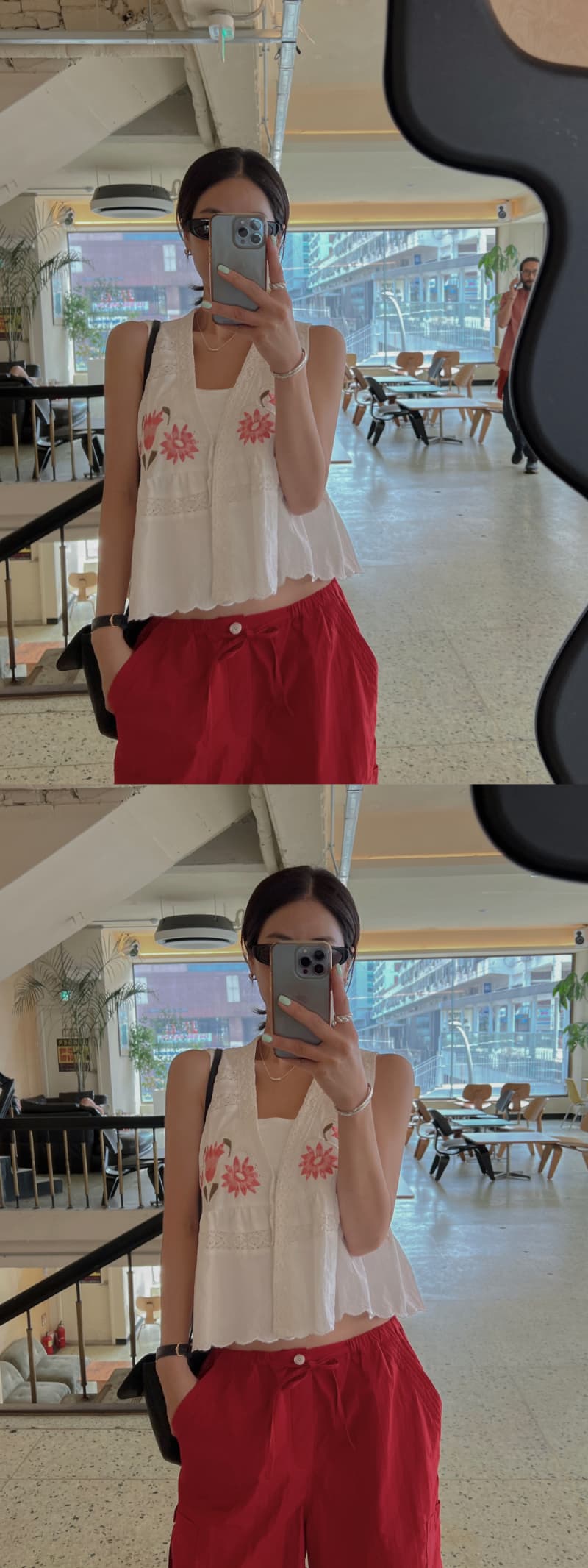 한 부서 동대문 자수 패치워크 레이스 물결무늬 측면 조끼 맨위 상세 이미지 1