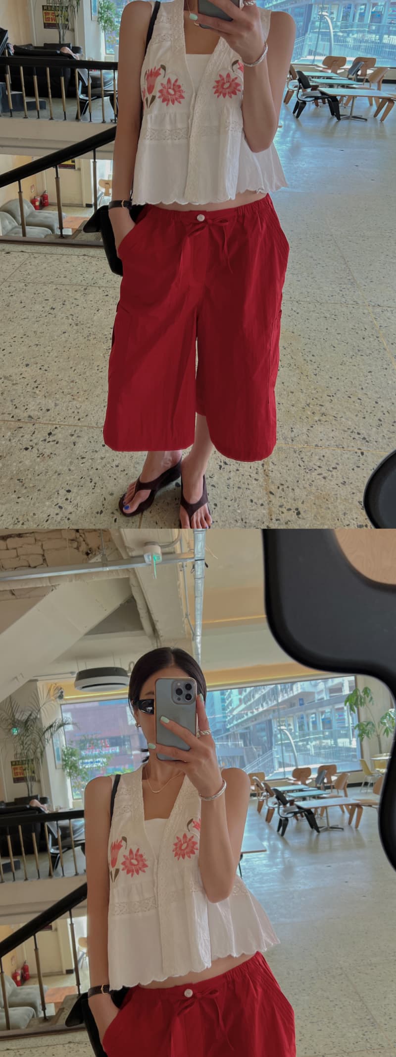 한 부서 동대문 자수 패치워크 레이스 물결무늬 측면 조끼 맨위 상세 이미지 2