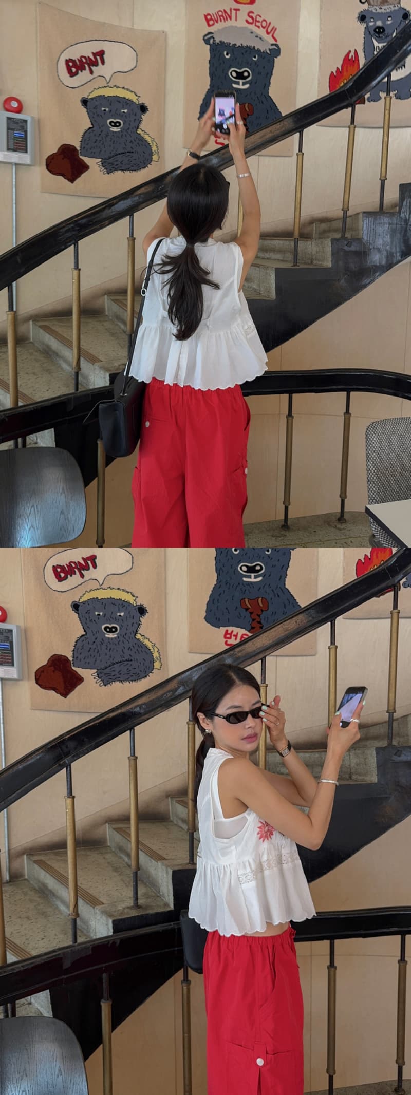 한 부서 동대문 자수 패치워크 레이스 물결무늬 측면 조끼 맨위 상세 이미지 3