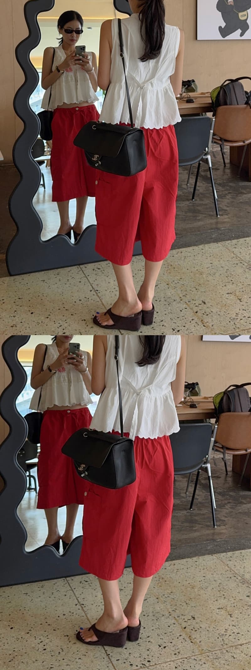 한 부서 동대문 자수 패치워크 레이스 물결무늬 측면 조끼 맨위 상세 이미지 4