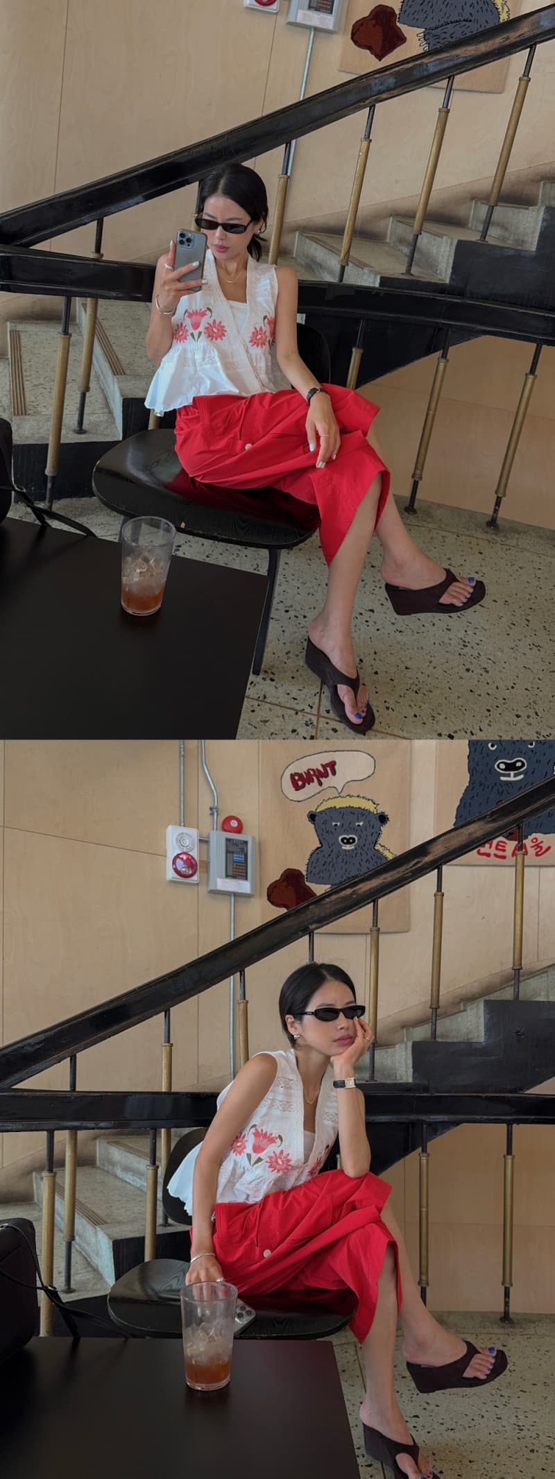 한 부서 동대문 자수 패치워크 레이스 물결무늬 측면 조끼 맨위 상세 이미지 6