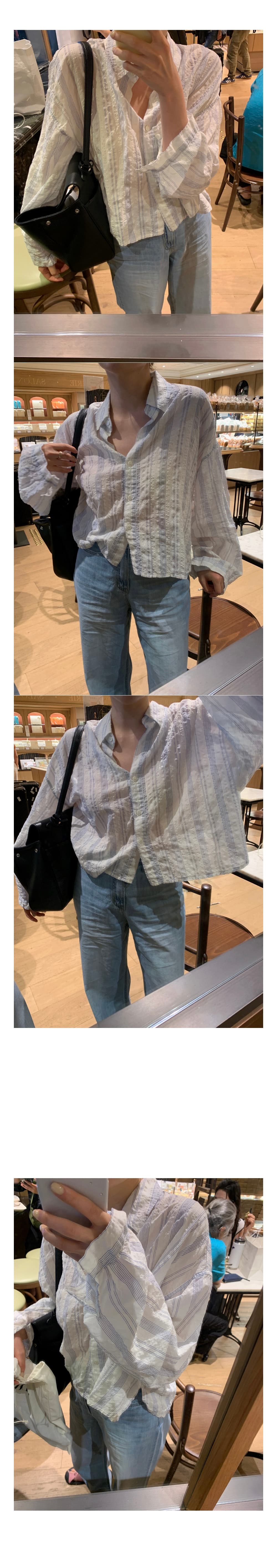 한 부서 느슨함 센스 봄 여름 가을 루즈핏 스트라이프 셔츠 상세 이미지 3
