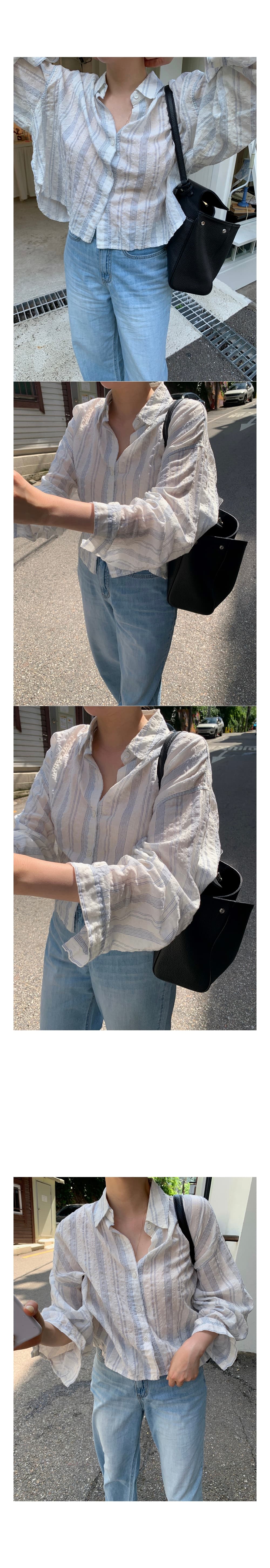 한 부서 느슨함 센스 봄 여름 가을 루즈핏 스트라이프 셔츠 상세 이미지 6