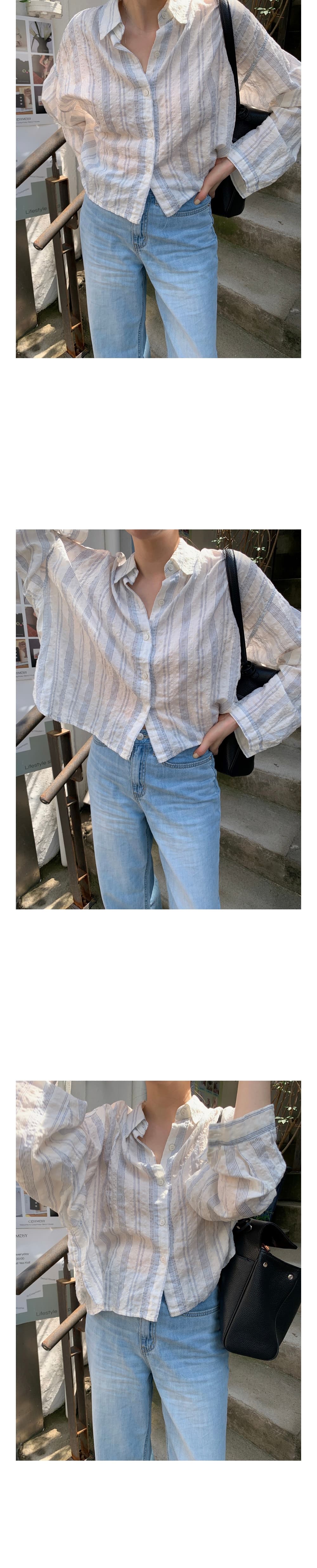 한 부서 느슨함 센스 봄 여름 가을 루즈핏 스트라이프 셔츠 상세 이미지 7