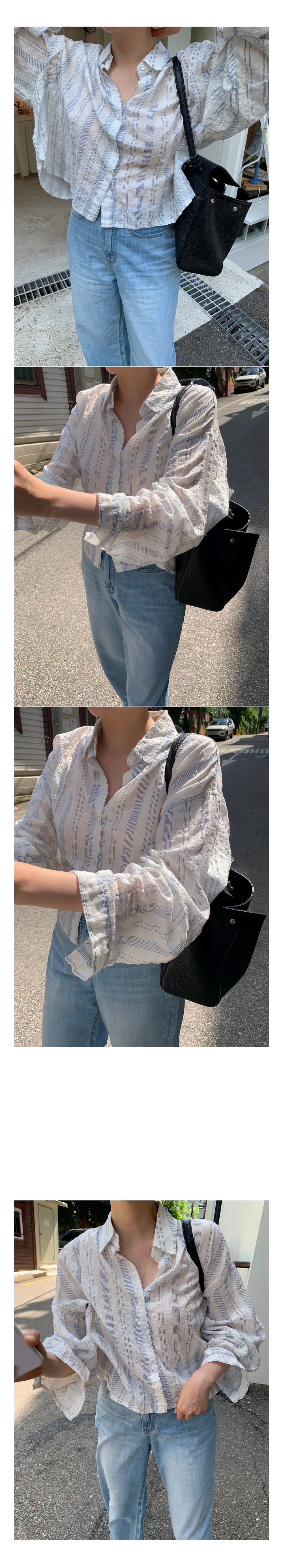 한 부서 느슨함 센스 봄 여름 가을 루즈핏 스트라이프 셔츠 상세 이미지 8