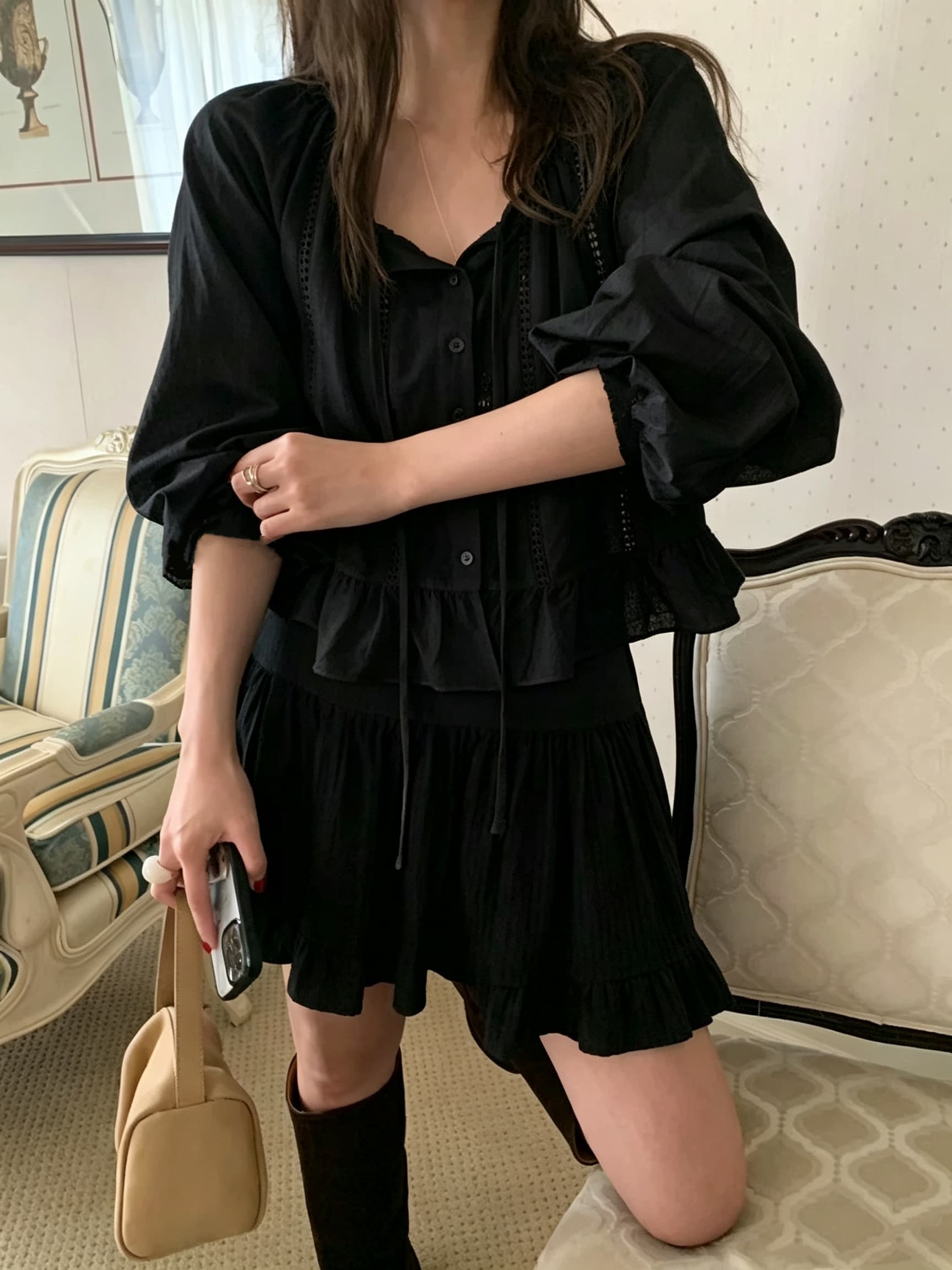 있음 선적 다용도 작은 대중 패션 다용도 달콤함 작은 대중 패션 긴팔 셔츠 상세 이미지 1