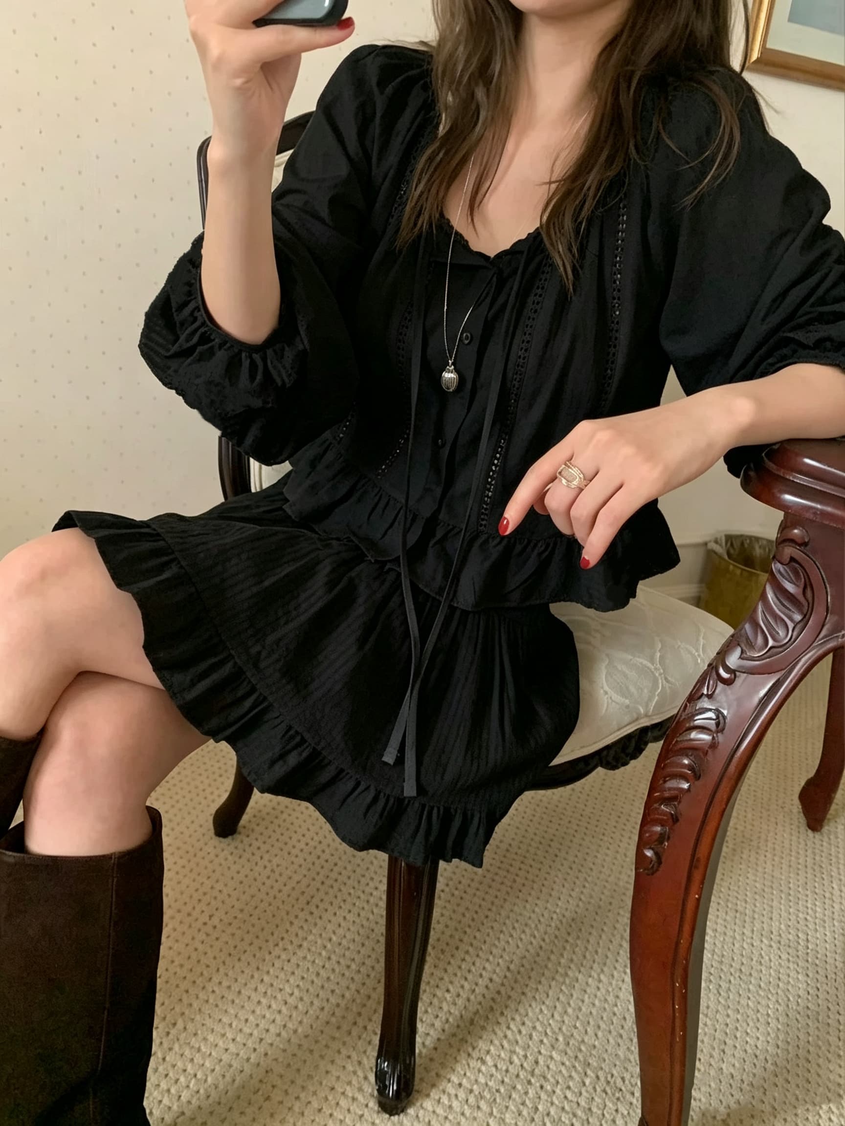 있음 선적 다용도 작은 대중 패션 다용도 달콤함 작은 대중 패션 긴팔 셔츠 상세 이미지 5