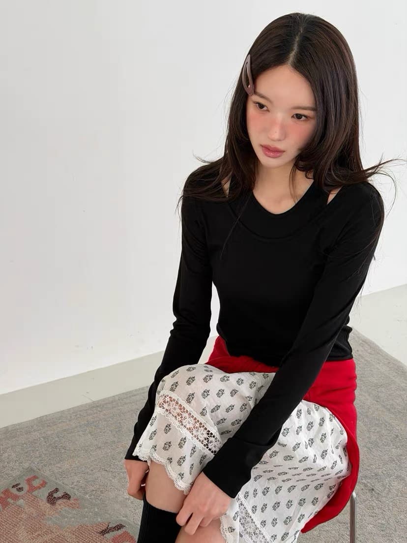 있음 선적 한 부서 ins 다용도 작은 대중 패션 레트로 무늬 반신 스커트 이미지 4