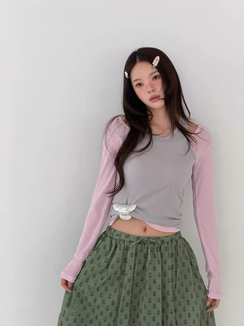 있음 선적 한 부서 ins 다용도 작은 대중 패션 레트로 무늬 반신 스커트 상세 이미지 1