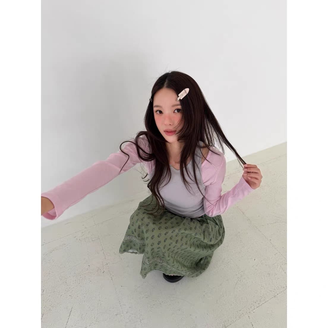 있음 선적 한 부서 ins 다용도 작은 대중 패션 레트로 무늬 반신 스커트 상세 이미지 4