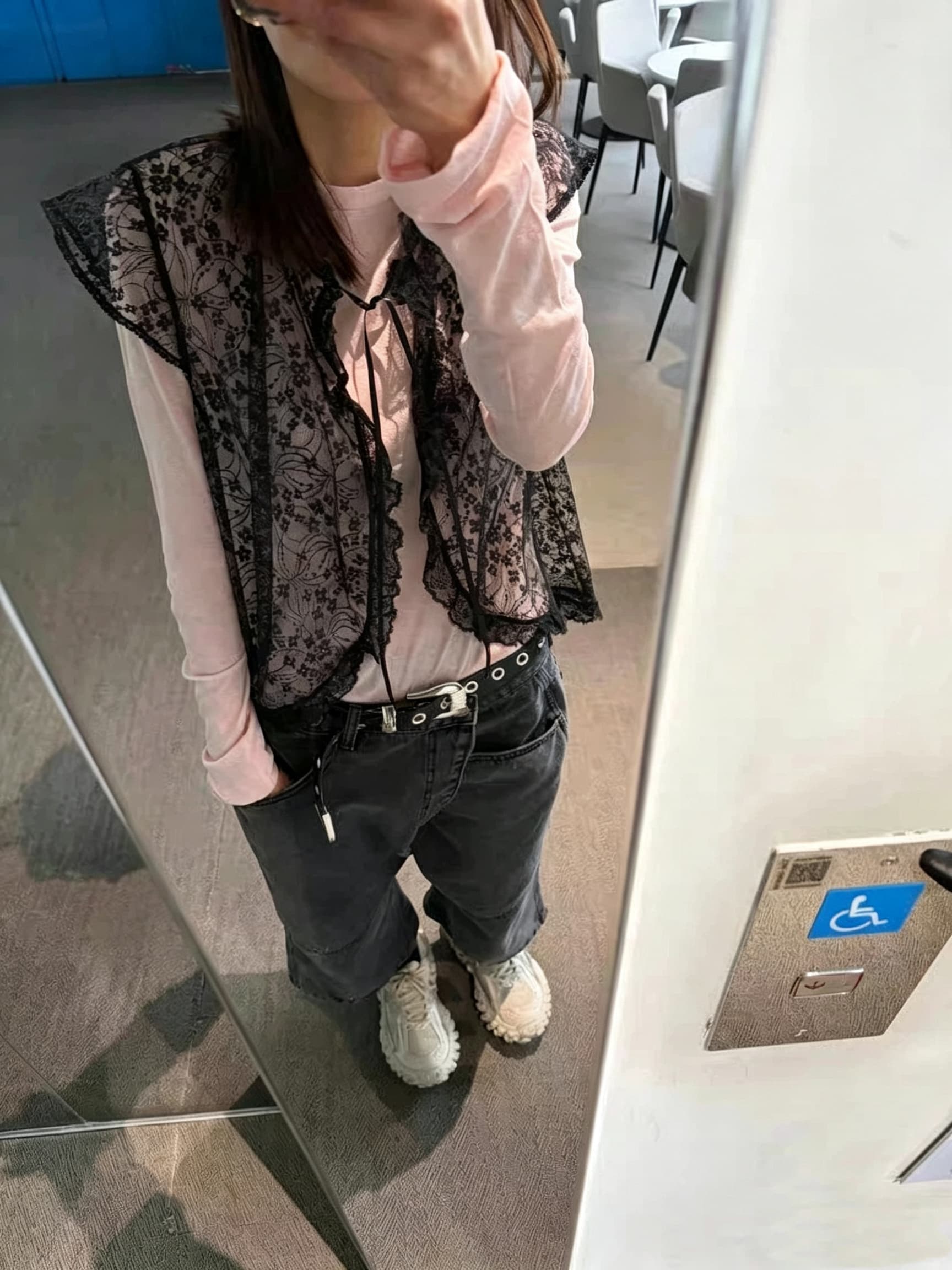 있음 선적 chic 다용도 작은 대중 패션 레이스 홀로우 아웃 셔츠