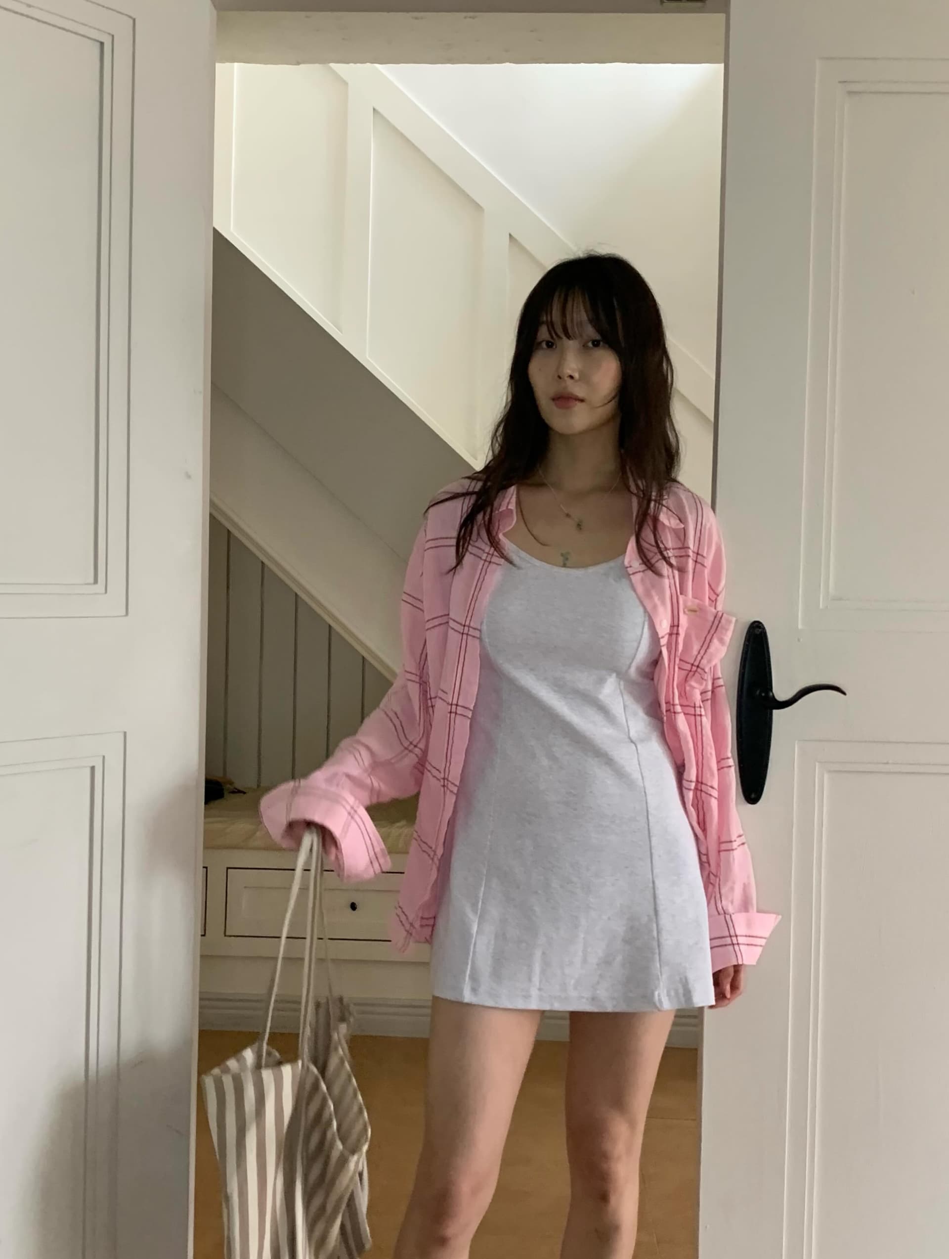 있음 선적 chic 다용도 작은 대중 패션 체크무늬 특출 한 다용도 셔츠 긴팔 맨위 BF 바람 상세 이미지 10