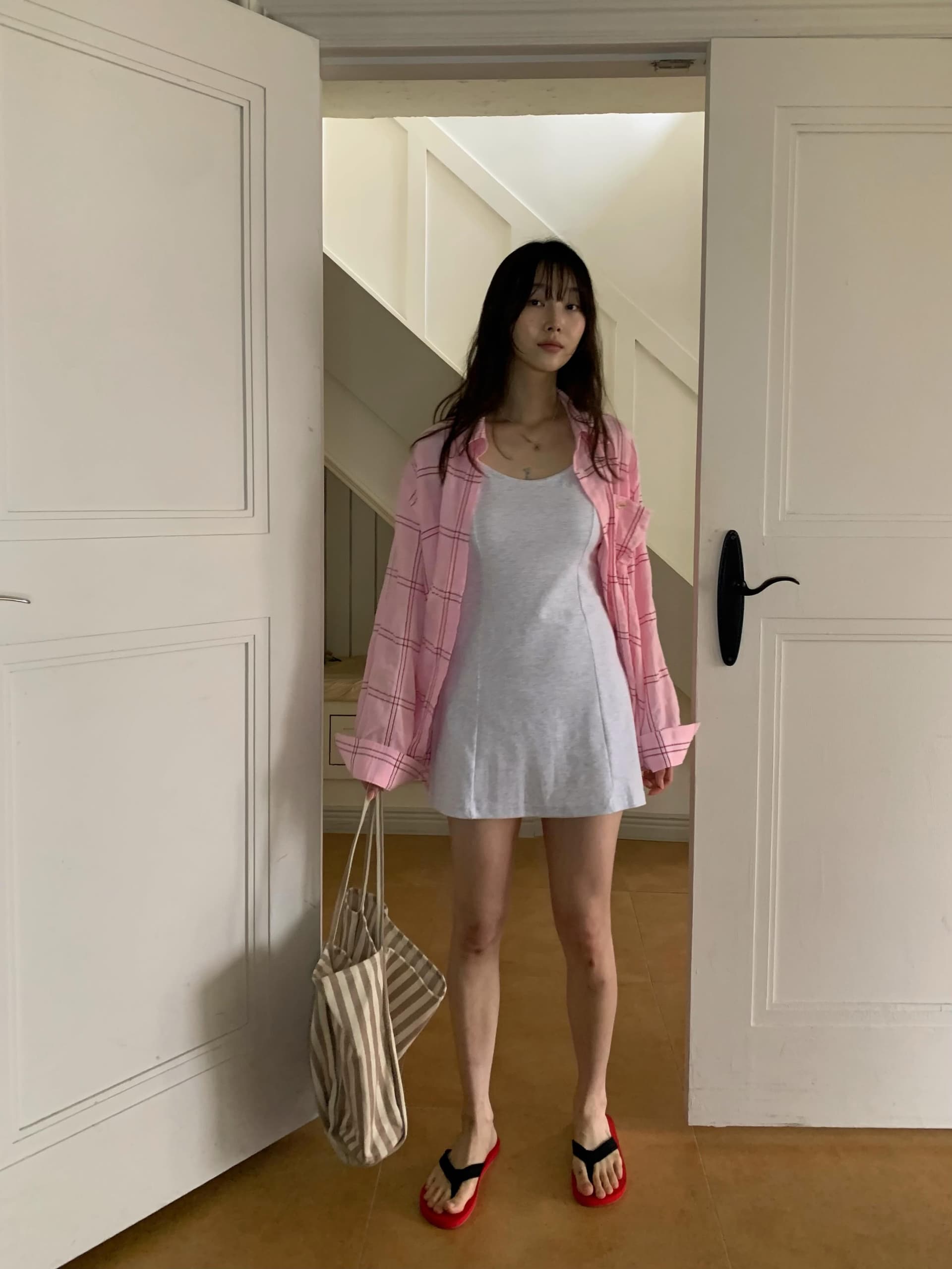 있음 선적 chic 다용도 작은 대중 패션 체크무늬 특출 한 다용도 셔츠 긴팔 맨위 BF 바람 상세 이미지 12