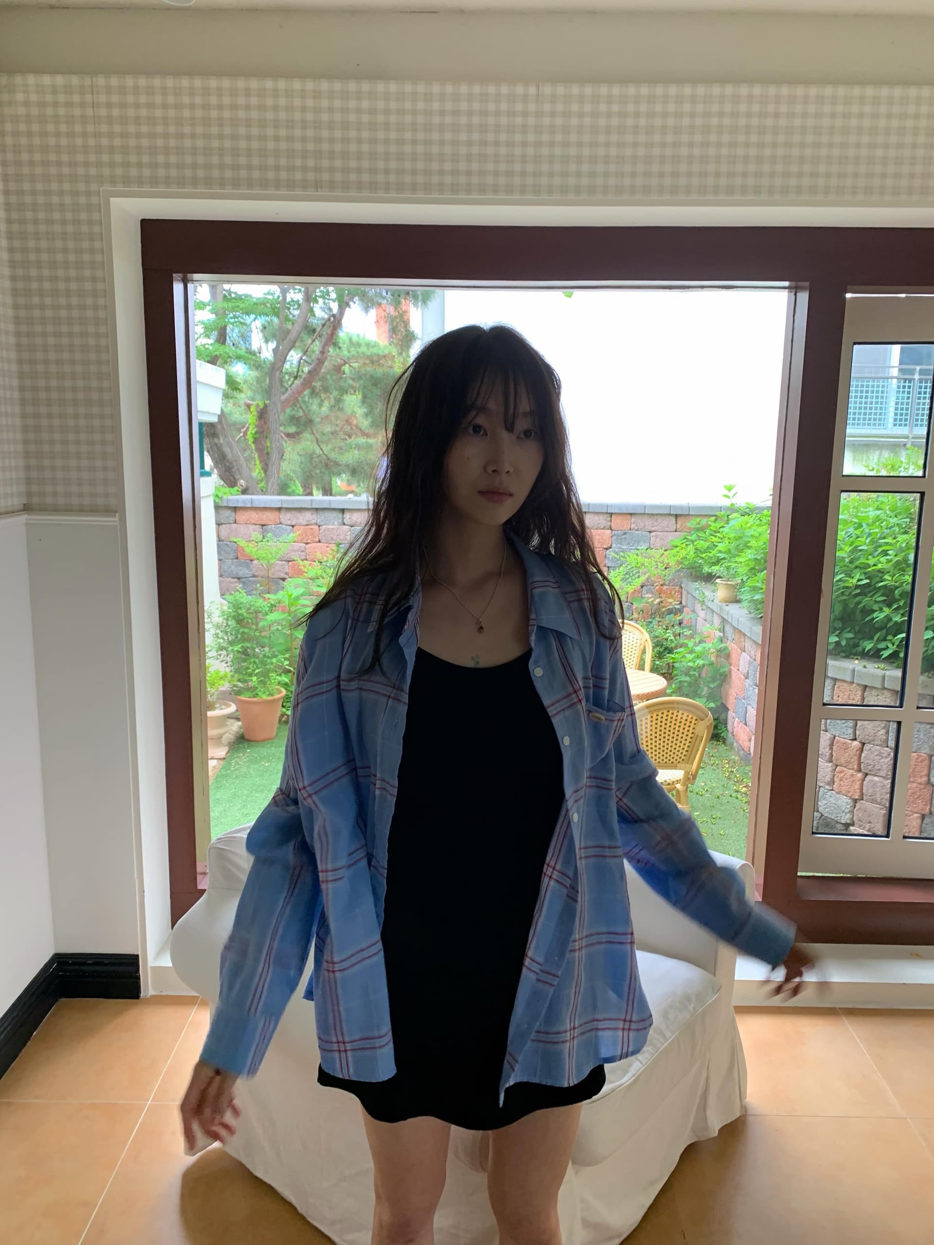 있음 선적 chic 다용도 작은 대중 패션 체크무늬 특출 한 다용도 셔츠 긴팔 맨위 BF 바람 상세 이미지 22