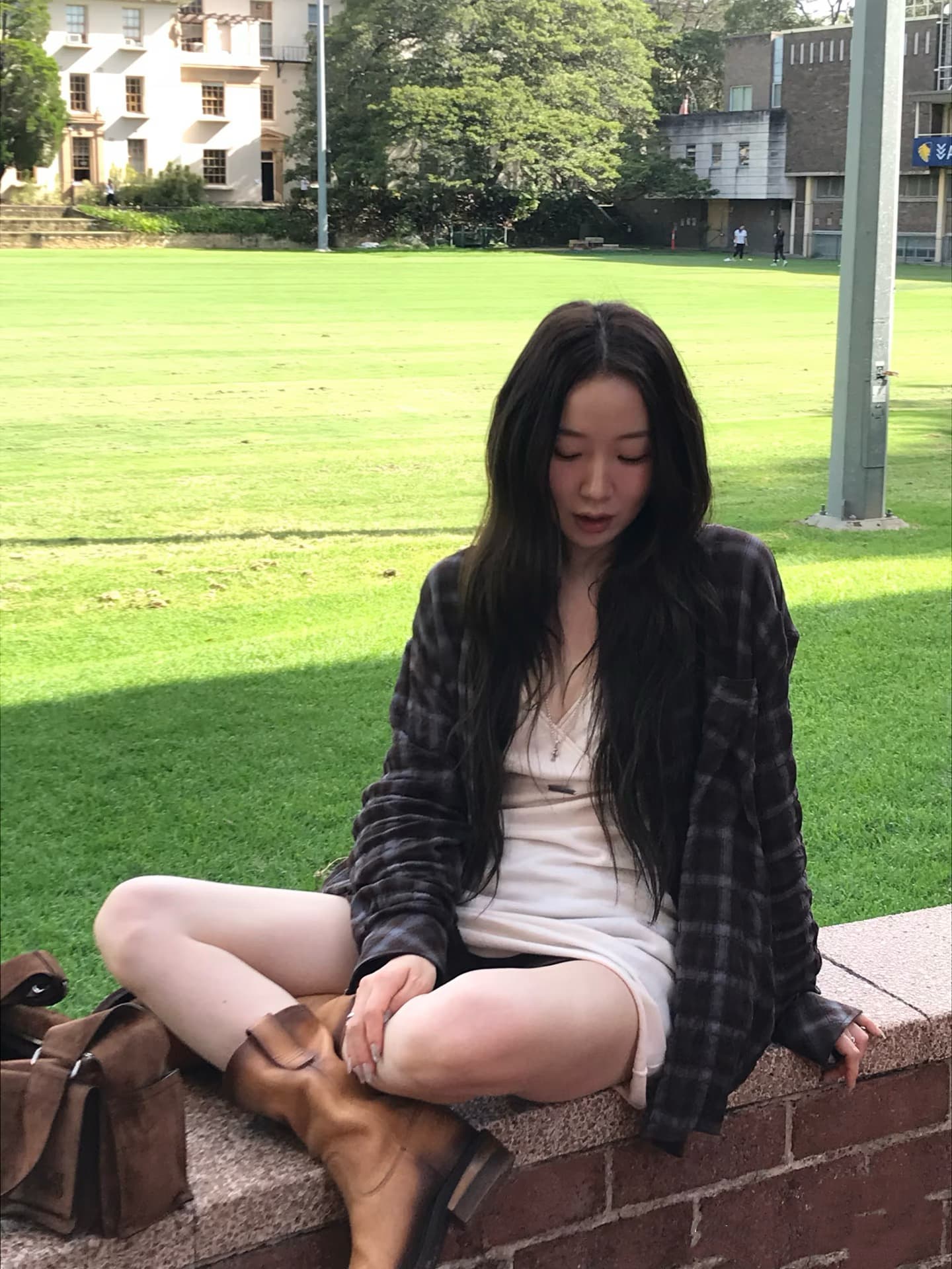 한 부서 동대문 십자가 디자인 슬립 드레스 체크무늬 셔츠 투피스 세트 상세 이미지 11