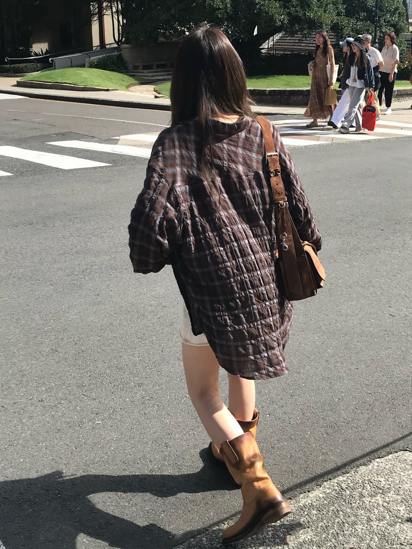 한 부서 동대문 십자가 디자인 슬립 드레스 체크무늬 셔츠 투피스 세트 상세 이미지 13